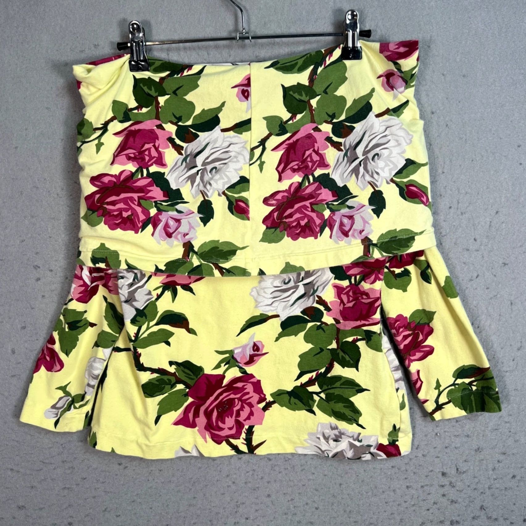 Vintage Adrienne Vittadini Skirt S Yellow Floral Cotton Blend Short Flare Summer Spring Fall Womens Size 28" / US 6 / IT 42 - 2 Thumbnail