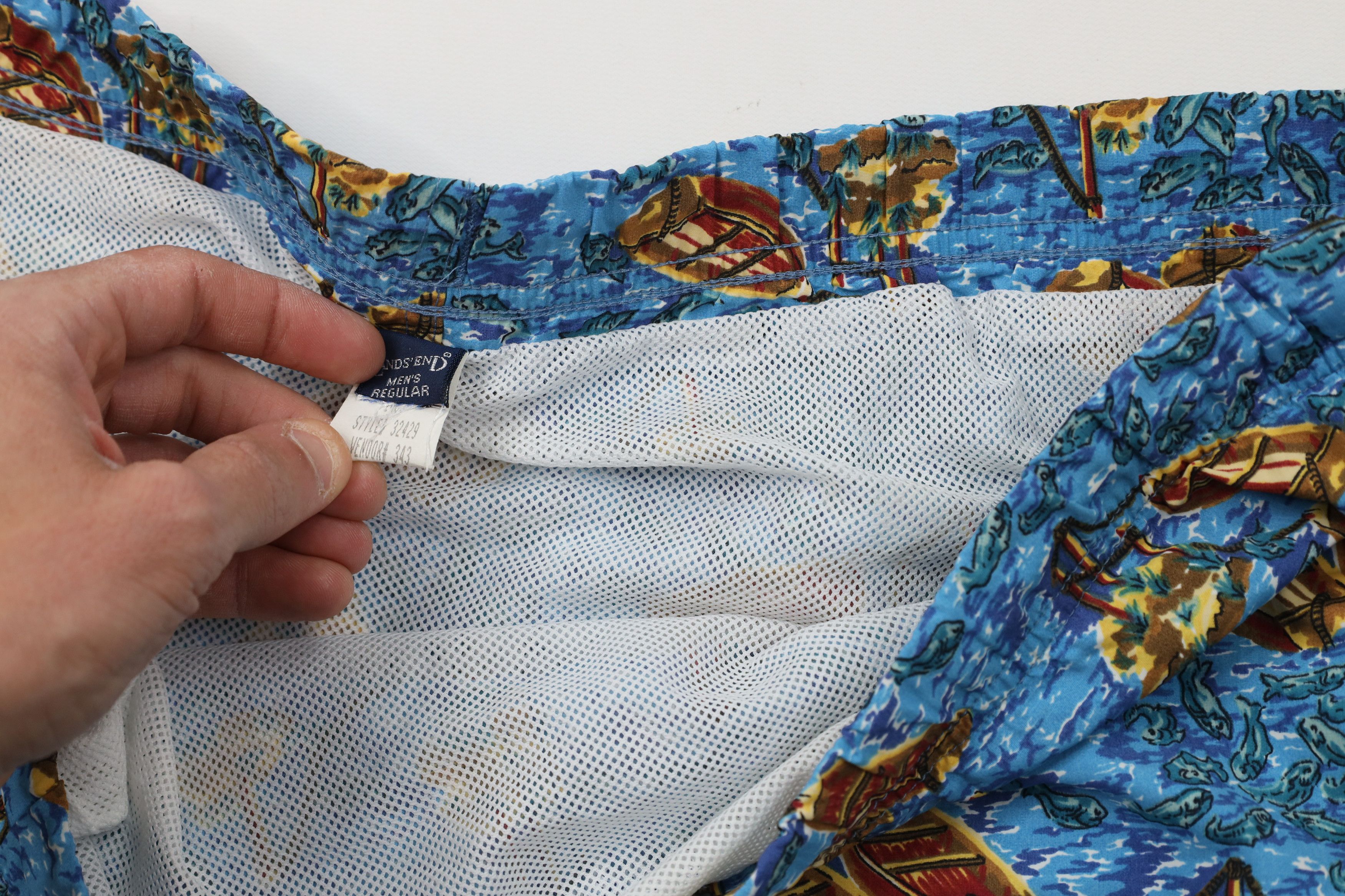 Lands' End Vintage 90s Lands End Over Print Lined Shorts Swim Trunks Size US 38 / EU 54 - 6 Thumbnail