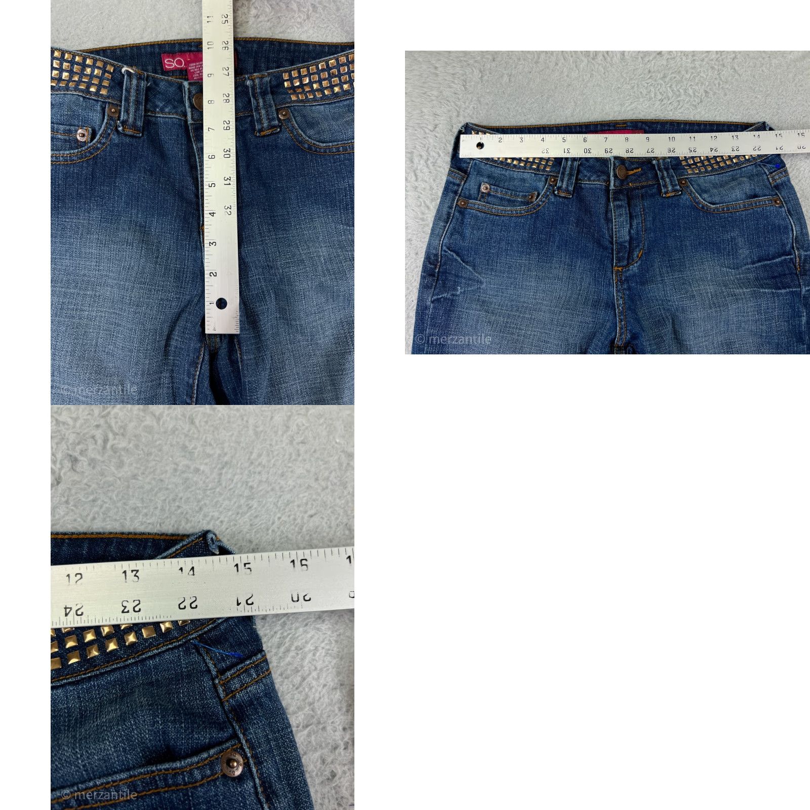 Denime SO Jeans Women 5 Bootcut Jeans Mid Rise Blue Denim Cotton Embroidered Studded 5-Pocket Regular Stretch Women's Cowboy Southwestern Classic Size 27" / US 4 / IT 40 - 9 Thumbnail