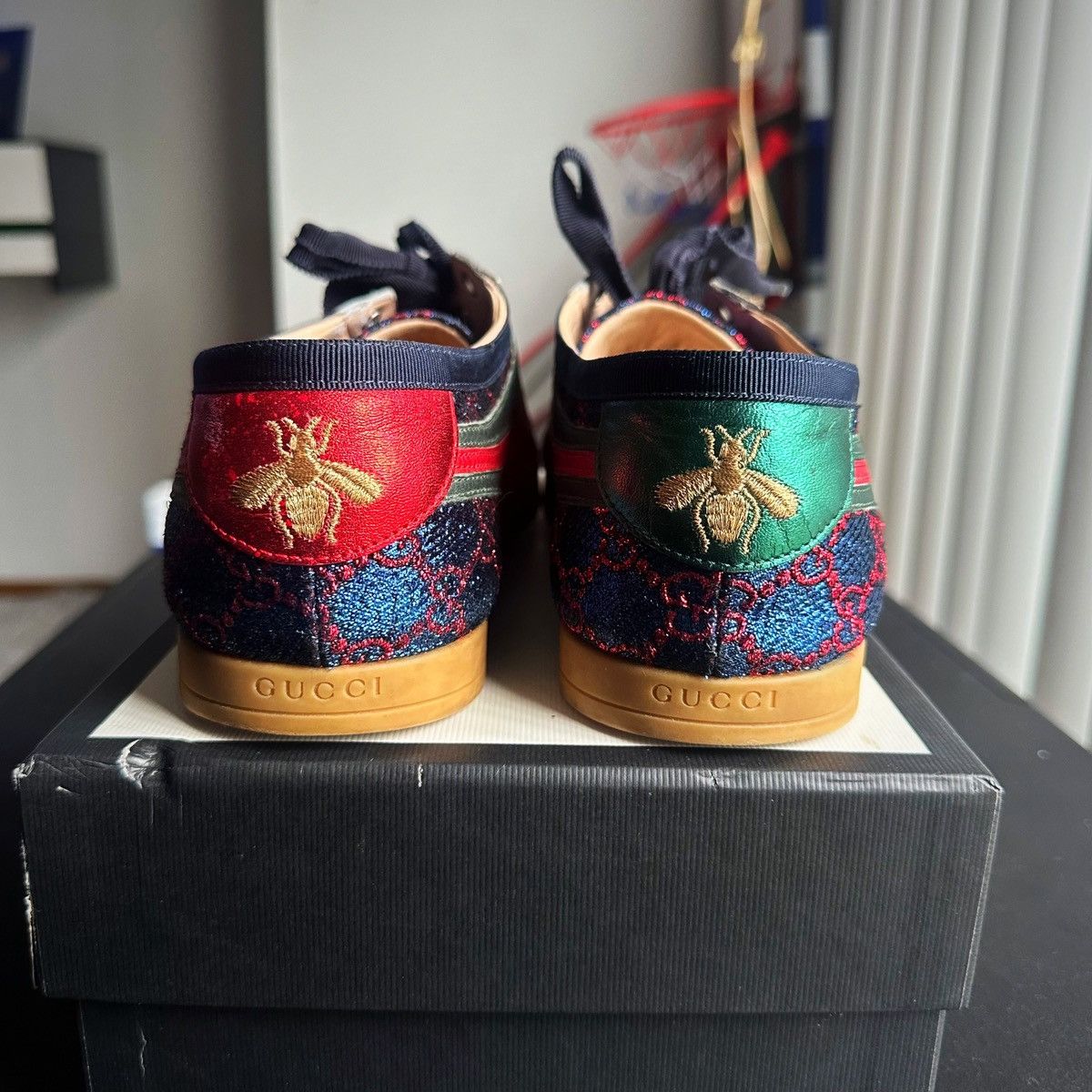 Gucci GUCCI Falacer GG Lurex Blue With Web Sneaker Size US 10 / EU 43 - 4 Thumbnail