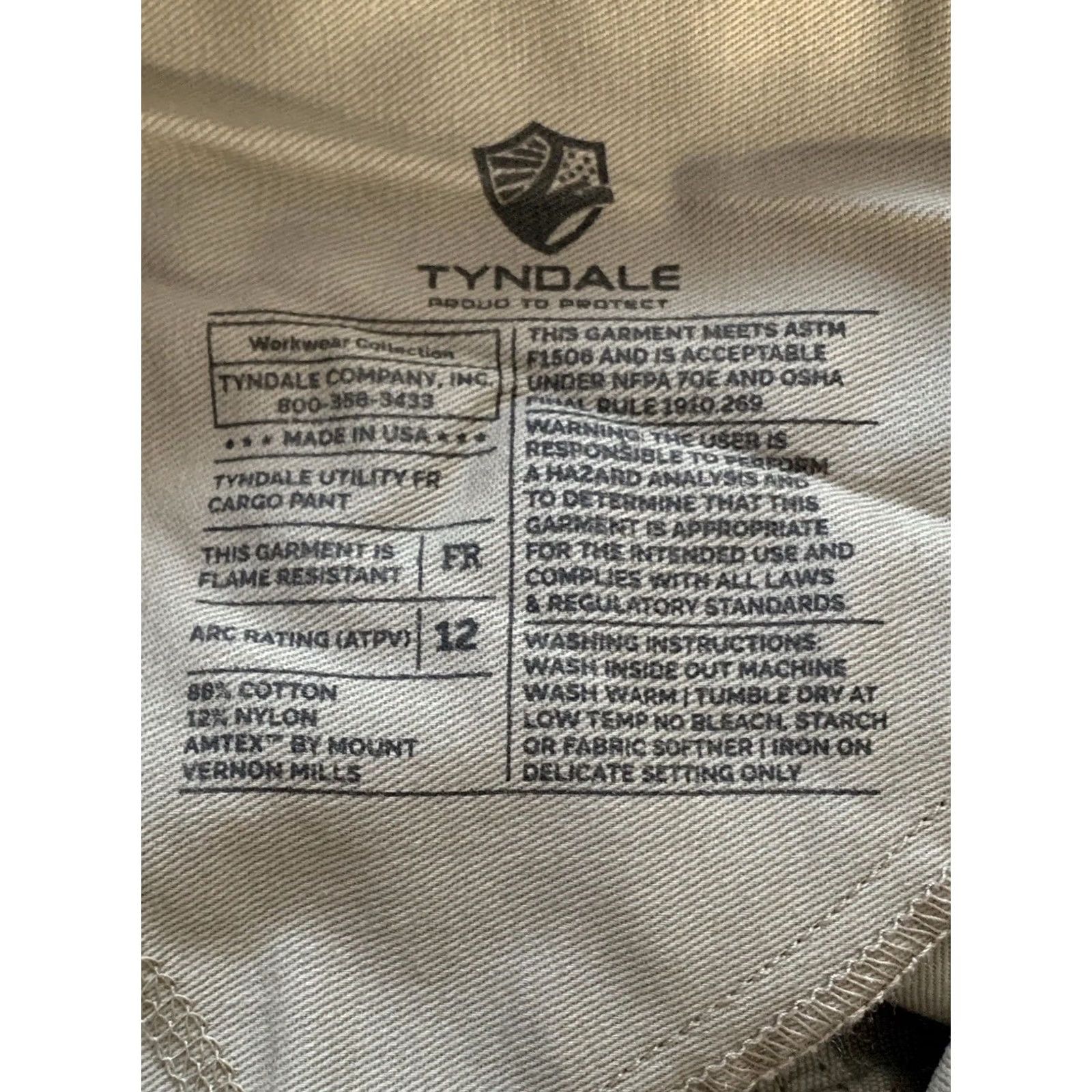 Vintage Tyndale Pants Mens 36x29 Beige FR Flame-Resistant Cargo 12Cal CAT2 NFPA 2112 USA Size US 36 / EU 52 - 4 Thumbnail