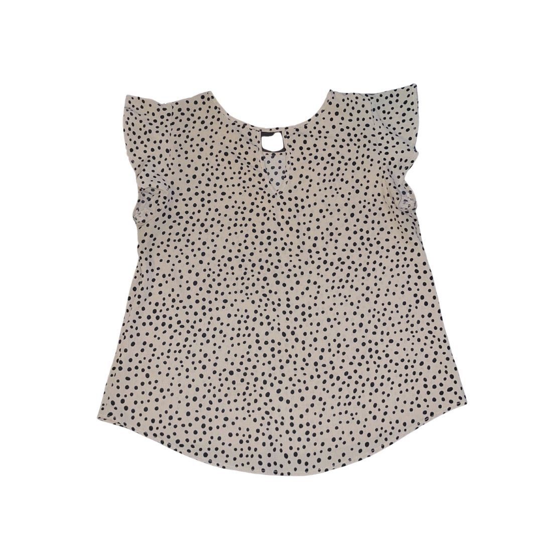 Other Papermoon Tan and Black Polka Dot Blouse Flutter Sleeves Size L / US 10 / IT 46 - 3 Thumbnail