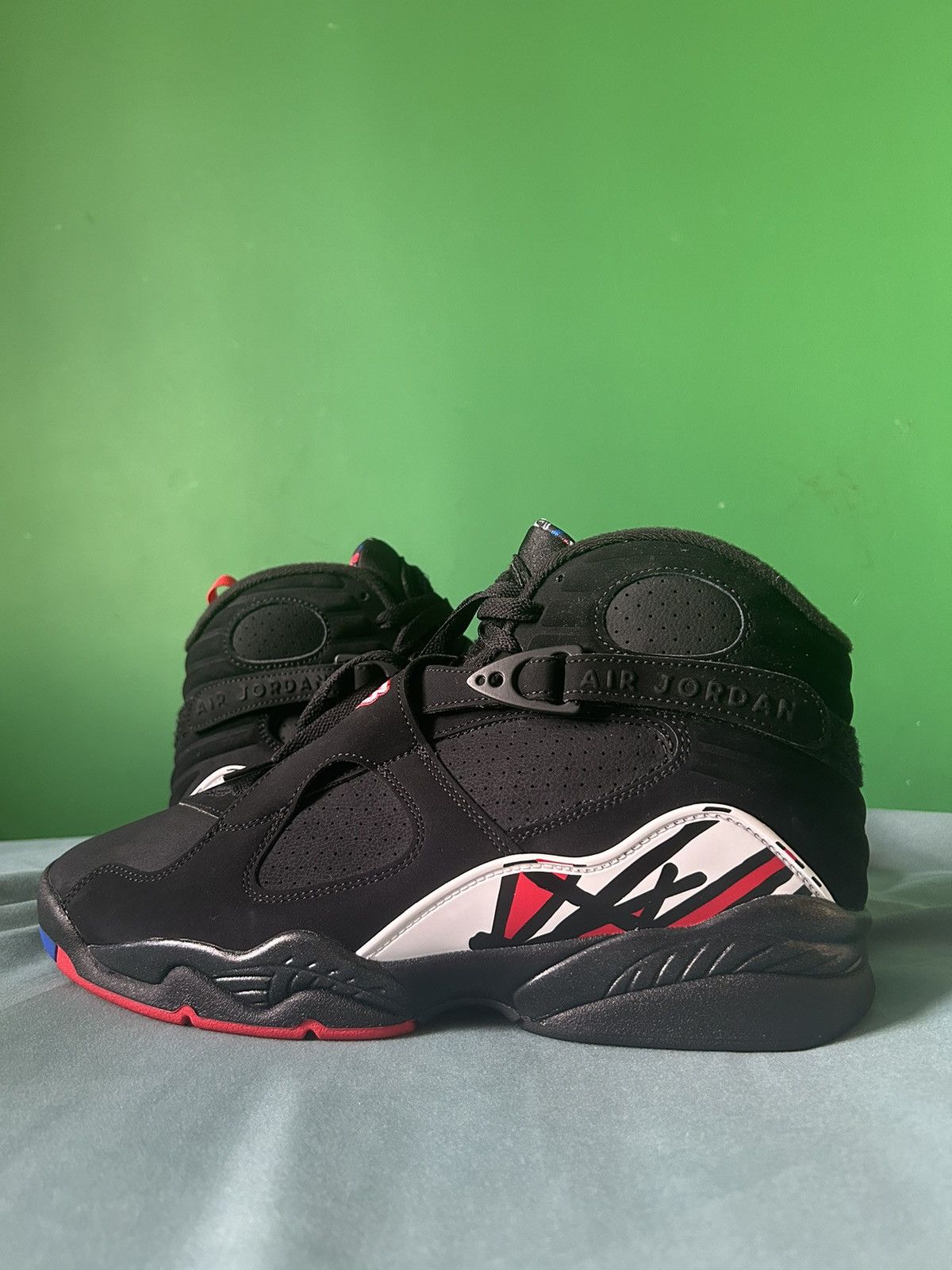 image of Nike Air Jordan 8 Playoffs 2023 Shoes in Black, Men's (Size 11)