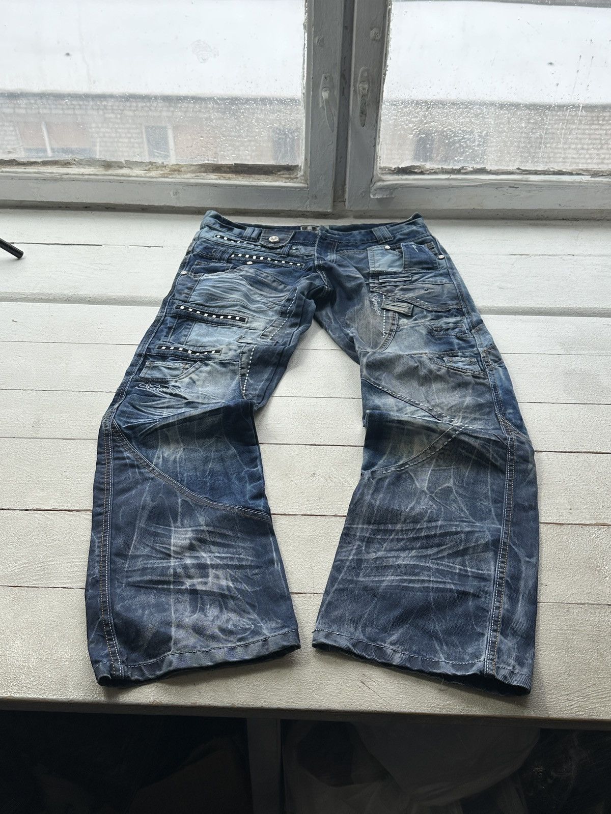 Japanese Brand 🚨Japanese Cosmo Lupo Baggy Distressed Opium Punk Jeans Owens Size US 34 / EU 50 - 1 Thumbnail