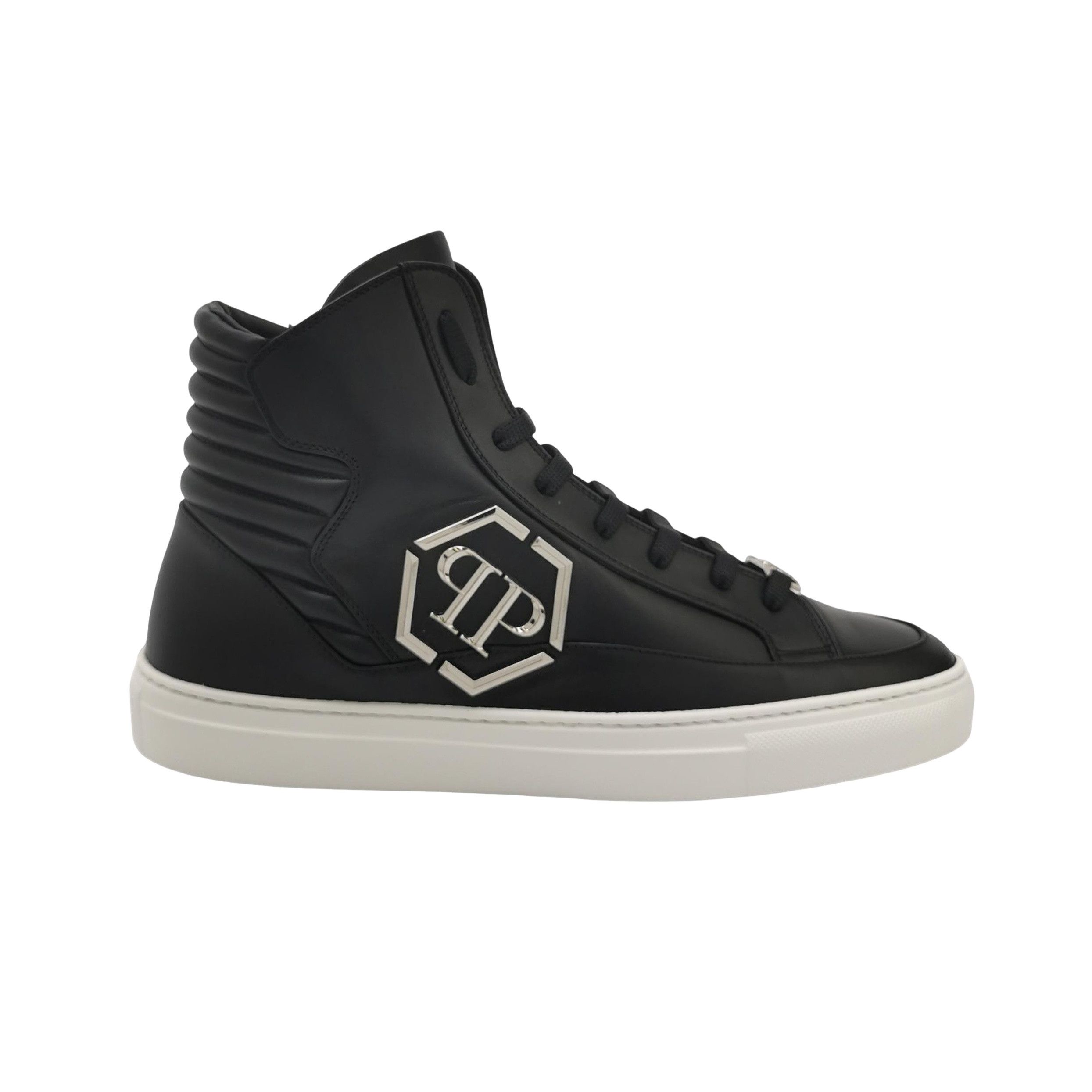 Philipp Plein Philipp Plein Logo Leather High-Top Sneakers 42.5 Size US 9 / EU 42 - 1 Thumbnail
