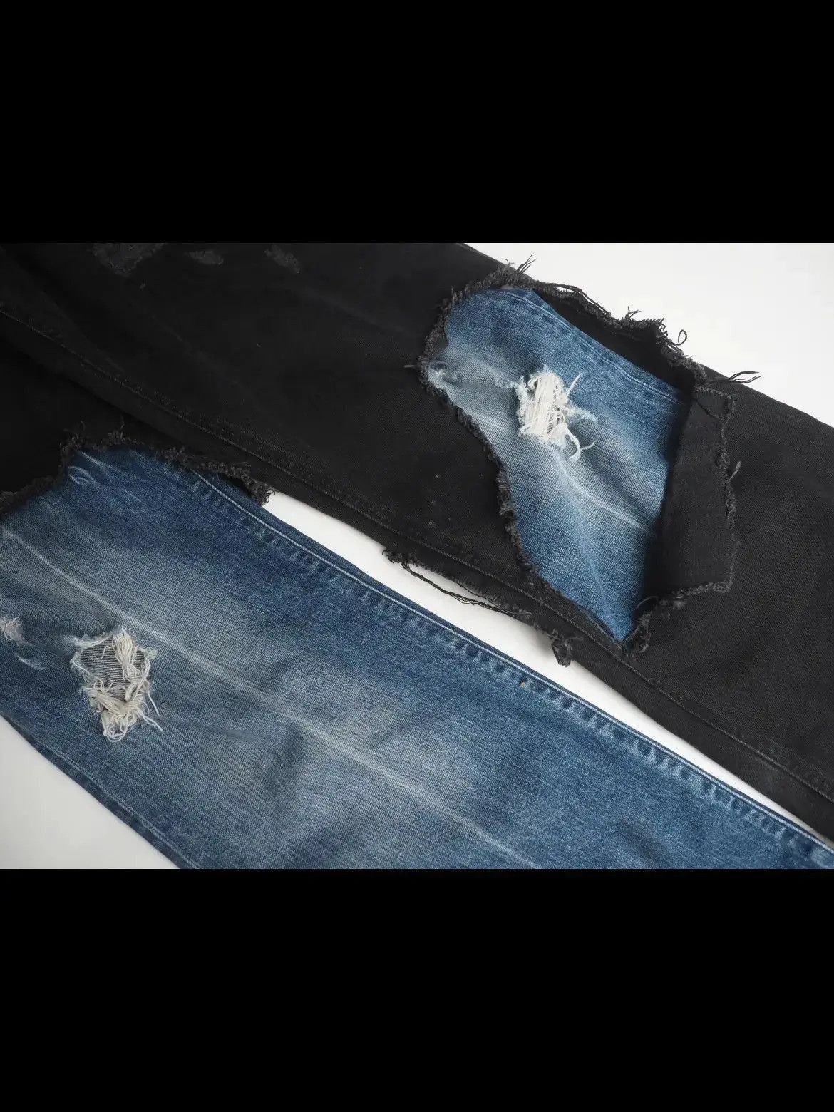 Raf Simons Raf Simons FW19 Distressed Double layer denim-2505 Size US 29 - 4 Thumbnail