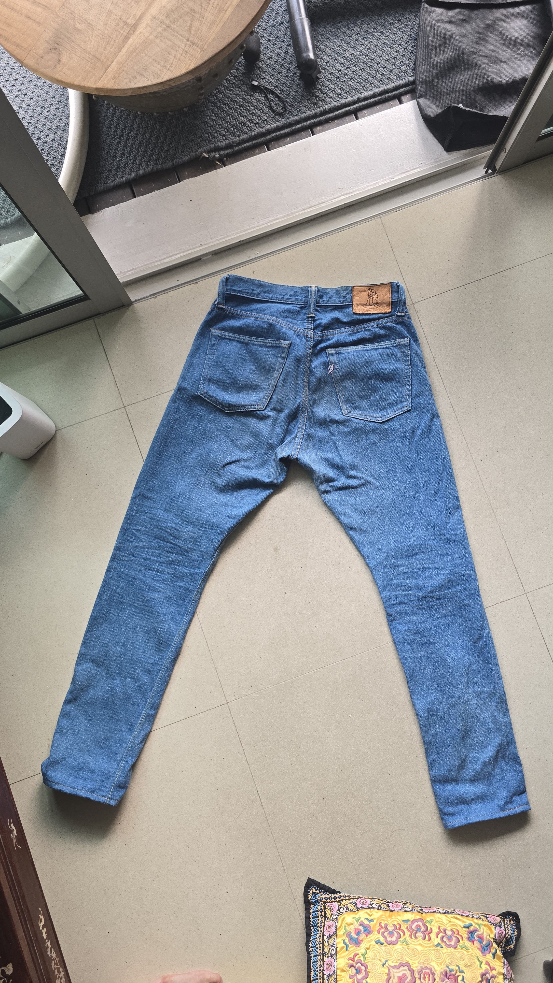 Pure Blue Japan 14oz Greencast Slubby Indigo Denim - Relaxed Taper Fit Size US 30 / EU 46 - 12 Thumbnail