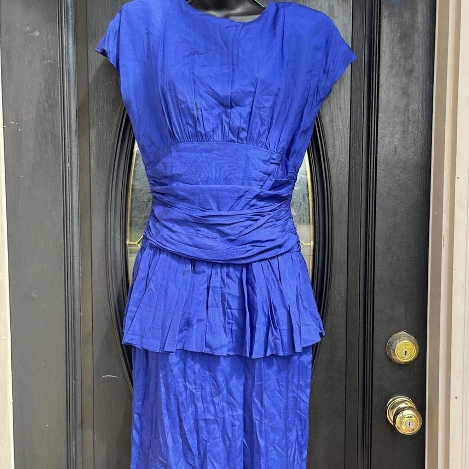 Other Blue vintage 80s dress with ruffles dress Size XS / US 0-2 / IT 36-38 - 1 Thumbnail