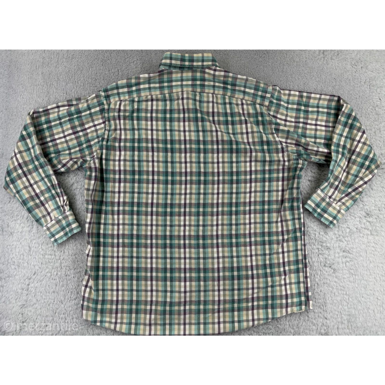 Vintage Windsor Shirt Mens Large Green White Plaid 100% Cotton Flannel Button Up Size US L / EU 52-54 / 3 - 2 Thumbnail
