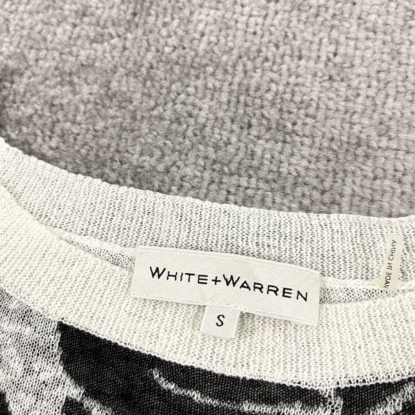 White + Warren White + Warren Shirt Womens Small White Black Fern Floral Linen Pullover Sweater Size S / US 4 / IT 40 - 2 Thumbnail