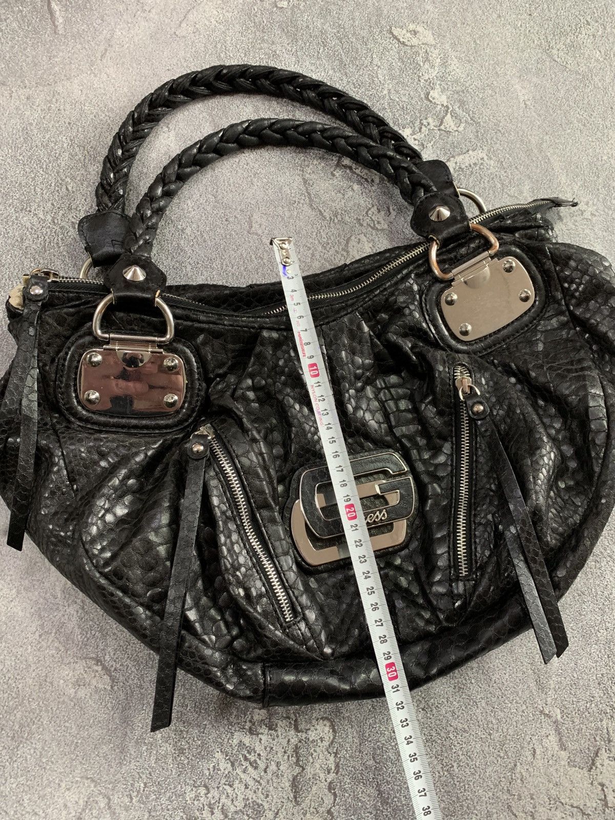 Guess Vintage Guess Y2K Black HandBag Avant Garde Python Patern Size ONE SIZE - 15 Thumbnail