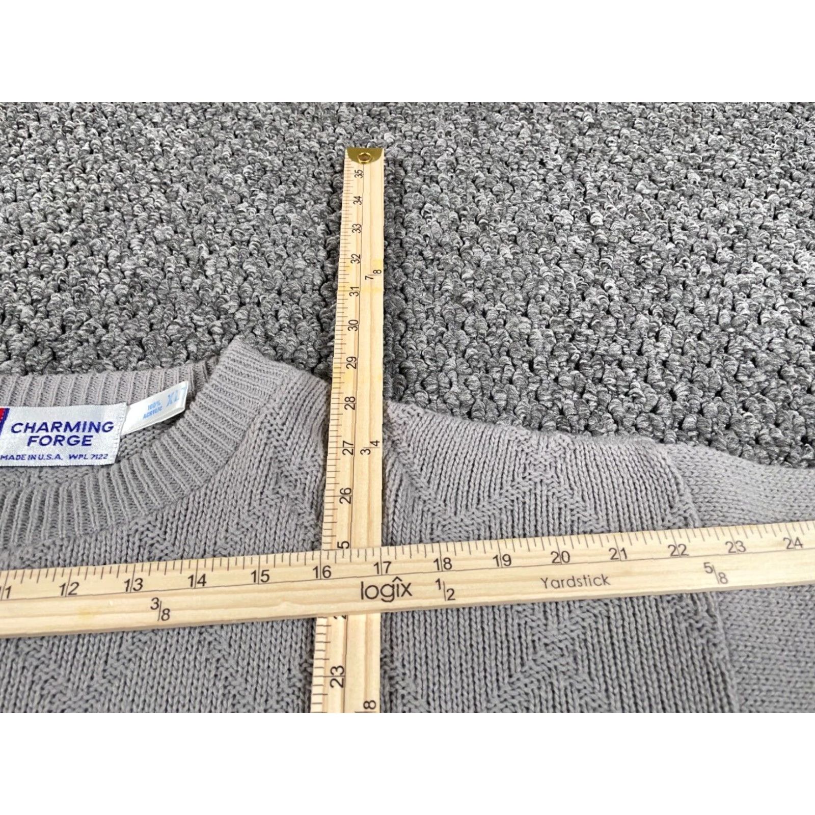 Vintage VTG 90s Textured Diamond Pattern Crewneck Sweater Adult XL Tall Gray Size US XL / EU 56 / 4 - 6 Thumbnail