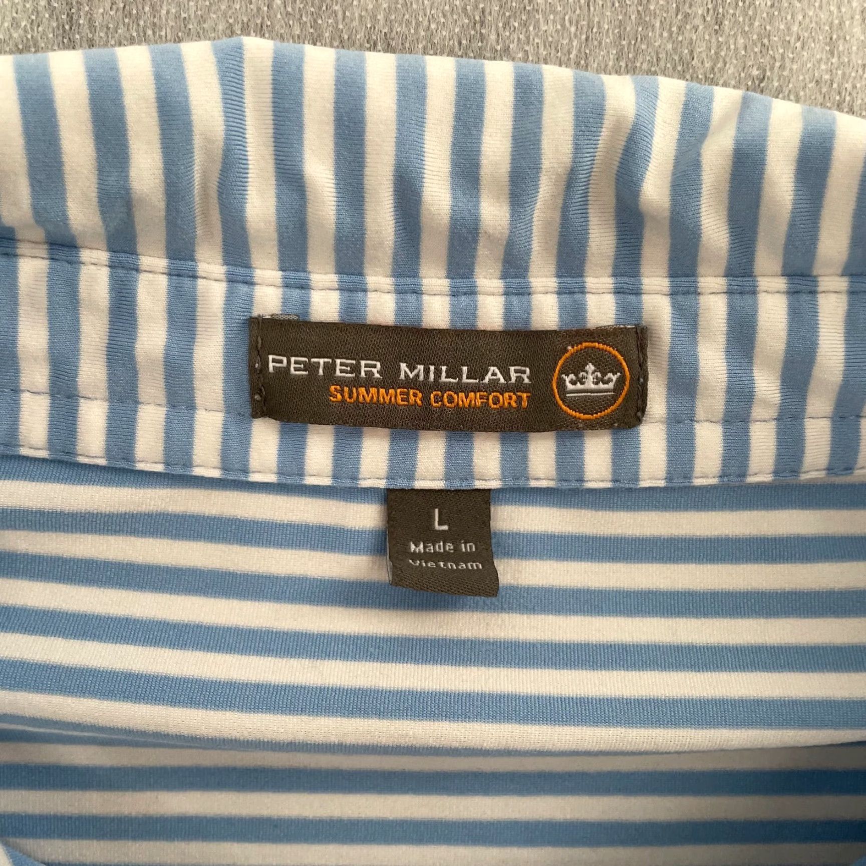 Peter Millar Peter Millar Shirt Adult Large Blue Striped Polo Summer Comfort Archie Griffin Size US L / EU 52-54 / 3 - 5 Thumbnail
