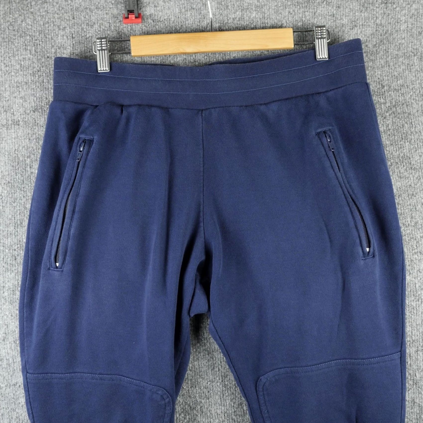 Adidas Adidas Originals Pants Mens Large Blue Fleece Joggers Sweatpants Zip Pockets Size US 33 - 2 Thumbnail