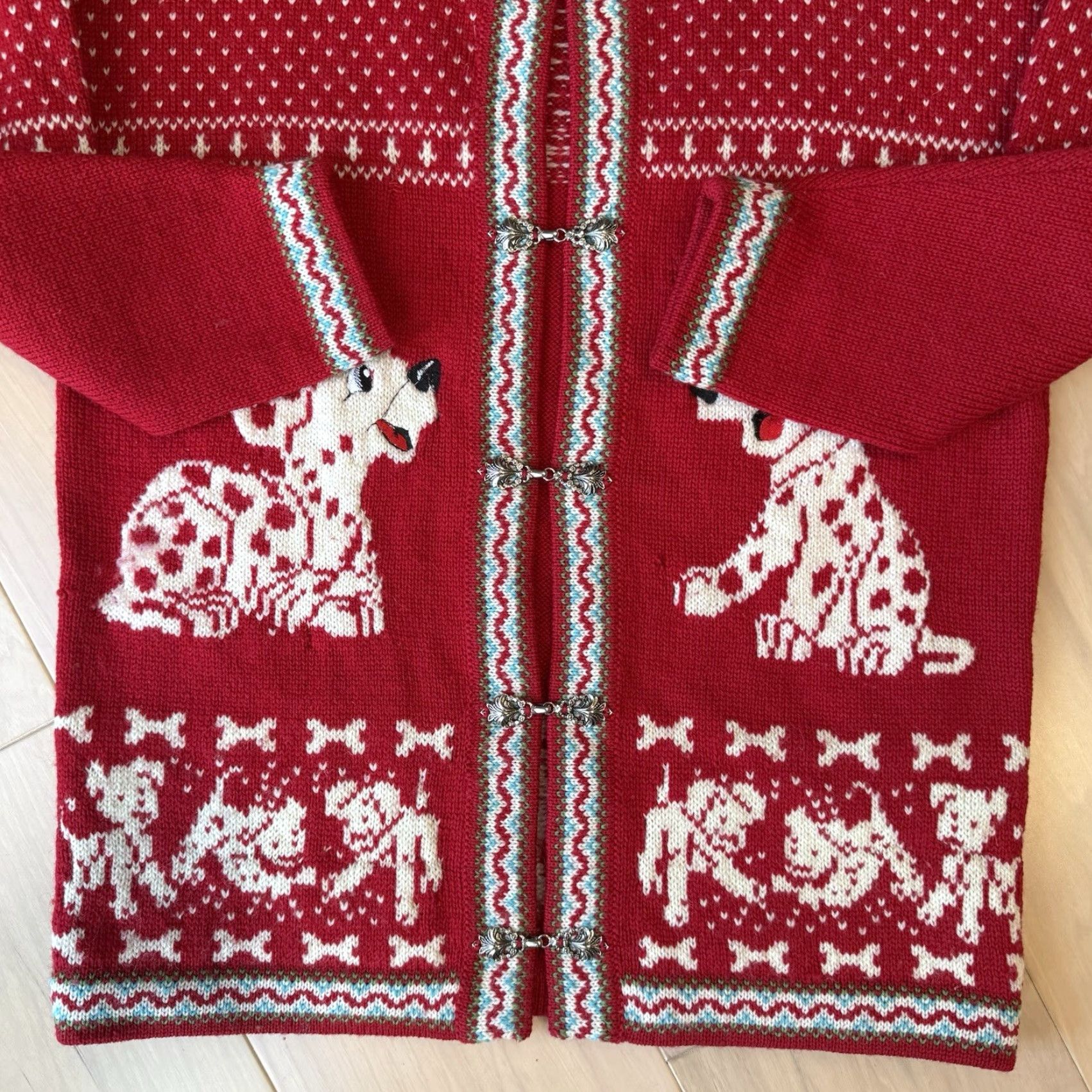 Vintage VINTAGE Dalmatians Cardigan Women's Small Red Wool Nordic Sweater Glam Boho Shirt Size S / US 4 / IT 40 - 7 Thumbnail