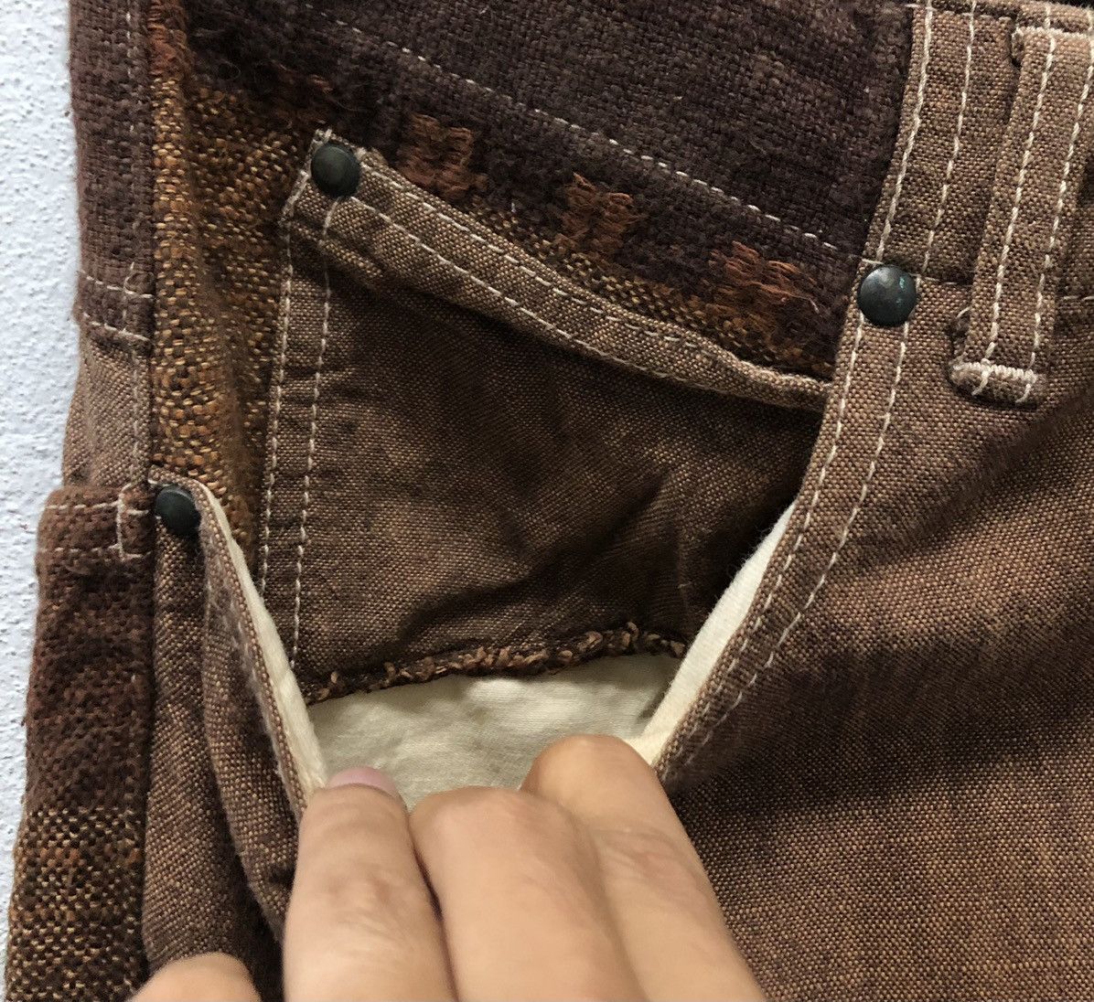 Japanese Brand CNCV concave attempt Brown Distressed Dye Cotton Pant SizeL Size US 35 - 6 Thumbnail