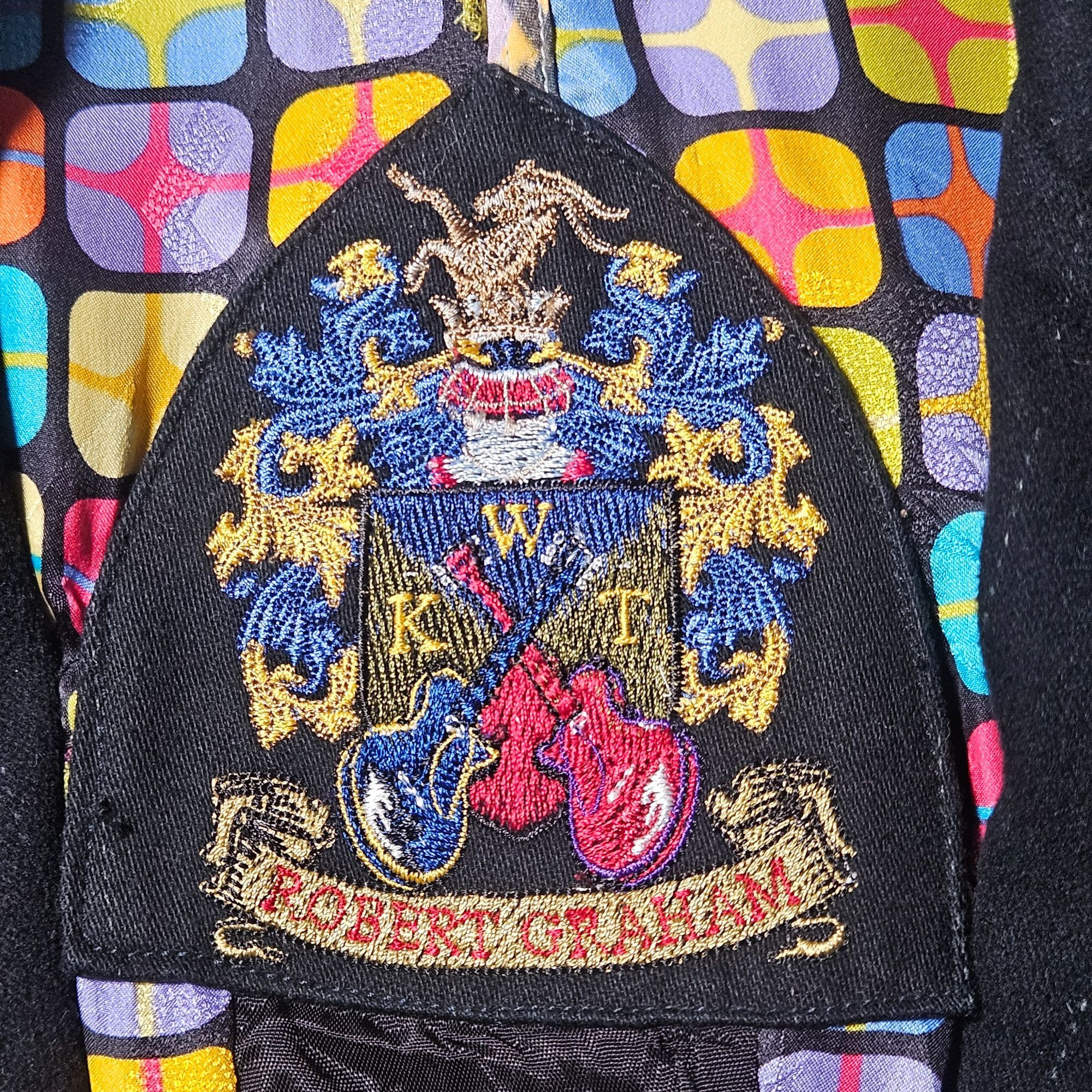 Robert Graham Robert Graham L Black Pinstripe Cotton Silk Trim Jacket Spor Size 42R - 5 Thumbnail