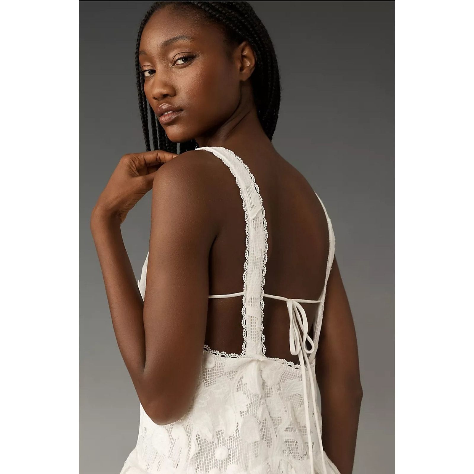 Anthropologie NWT Sleeveless V-Neck Lace Swing Mini Dress $288 MEDIUM Size M / US 6-8 / IT 42-44 - 3 Thumbnail