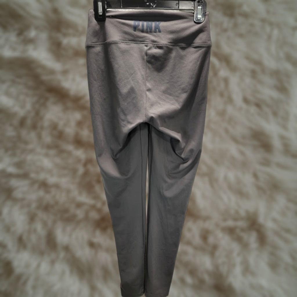 Pinko PINK Active Leggings Gray M Ruched Drawstring Velvet Spell Out Women's Activewear XS? Size 32" / US 10 / IT 46 - 1 Thumbnail