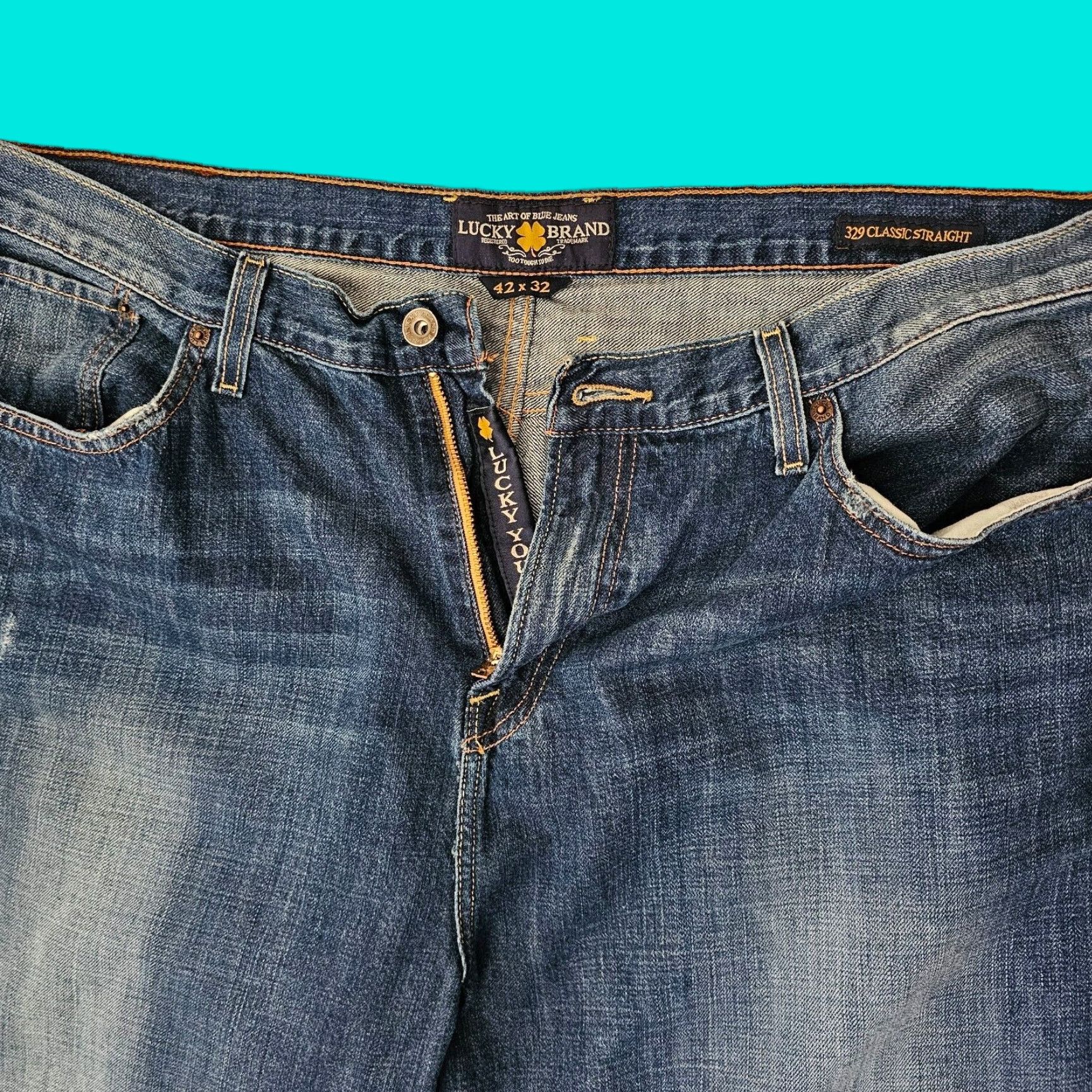 Lucky Brand Lucky Brand Jeans Men's 42x32 Straight Fit Blue Denim Casual Fashion Size US 42 / EU 58 - 1 Thumbnail