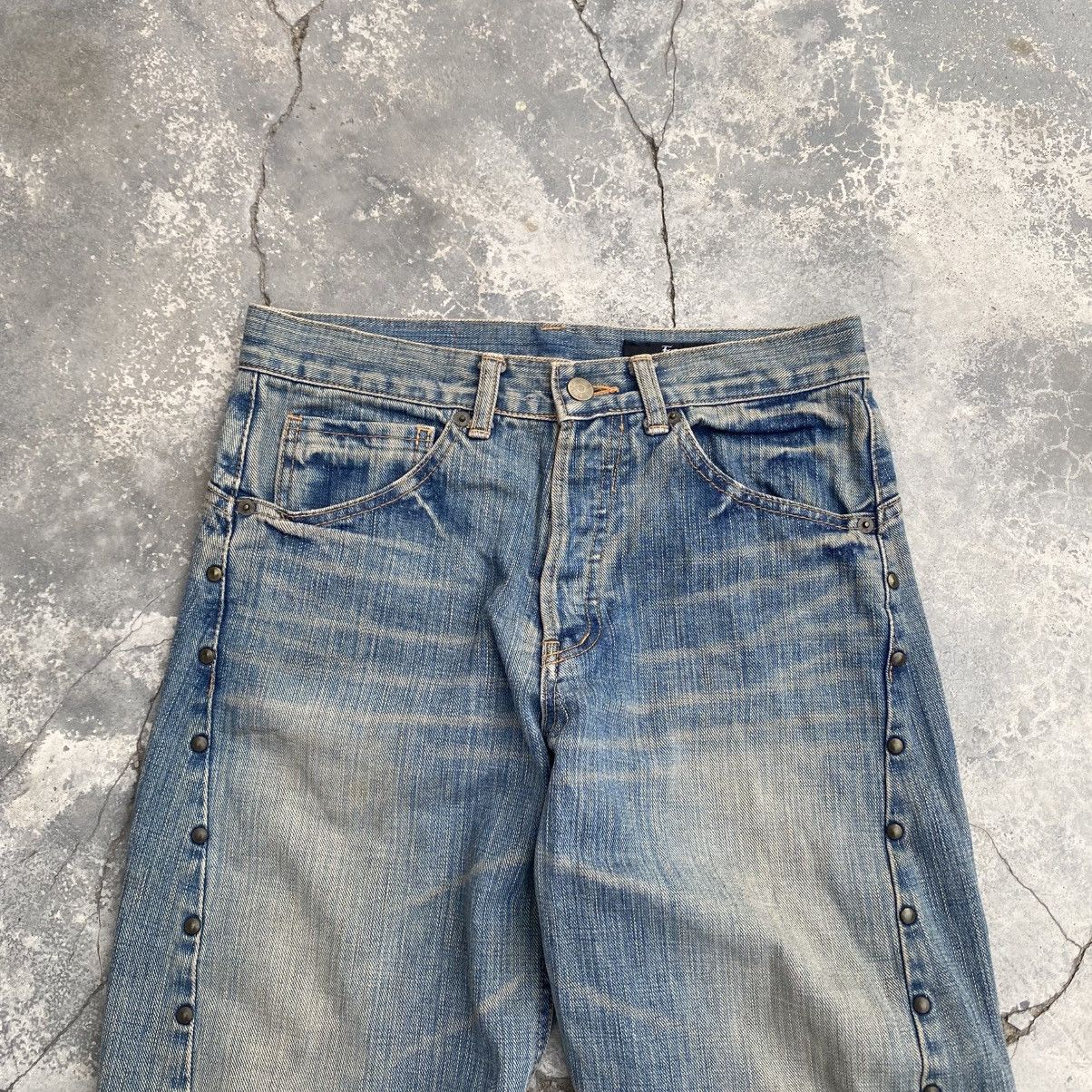 Japanese Brand EJ Studded Twisted Leg Jeans Size US 28 / EU 44 - 2 Thumbnail