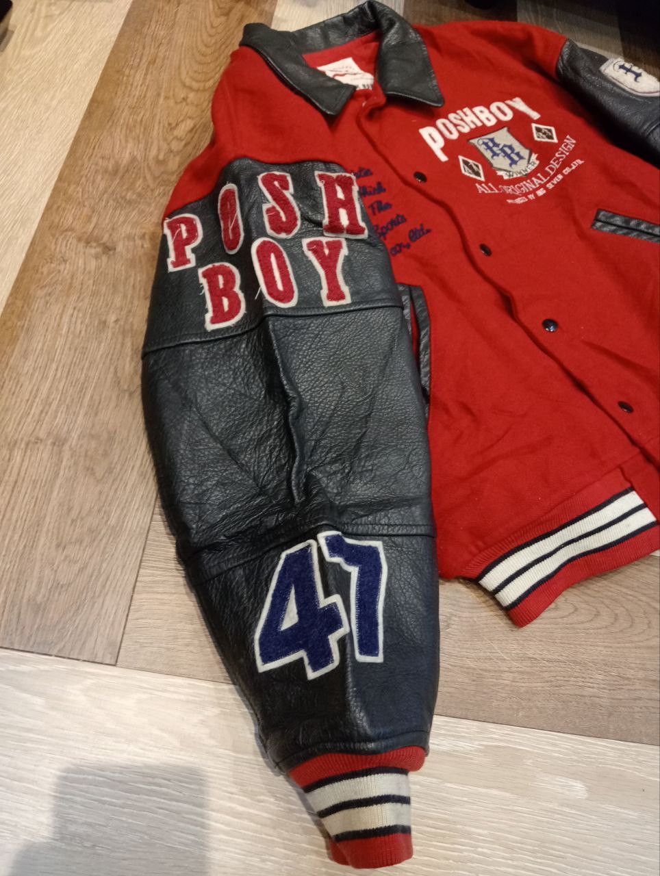 Japanese Brand VINTAGE POSHBOY PATCHES VARSITY JACKET Size US L / EU 52-54 / 3 - 14 Thumbnail