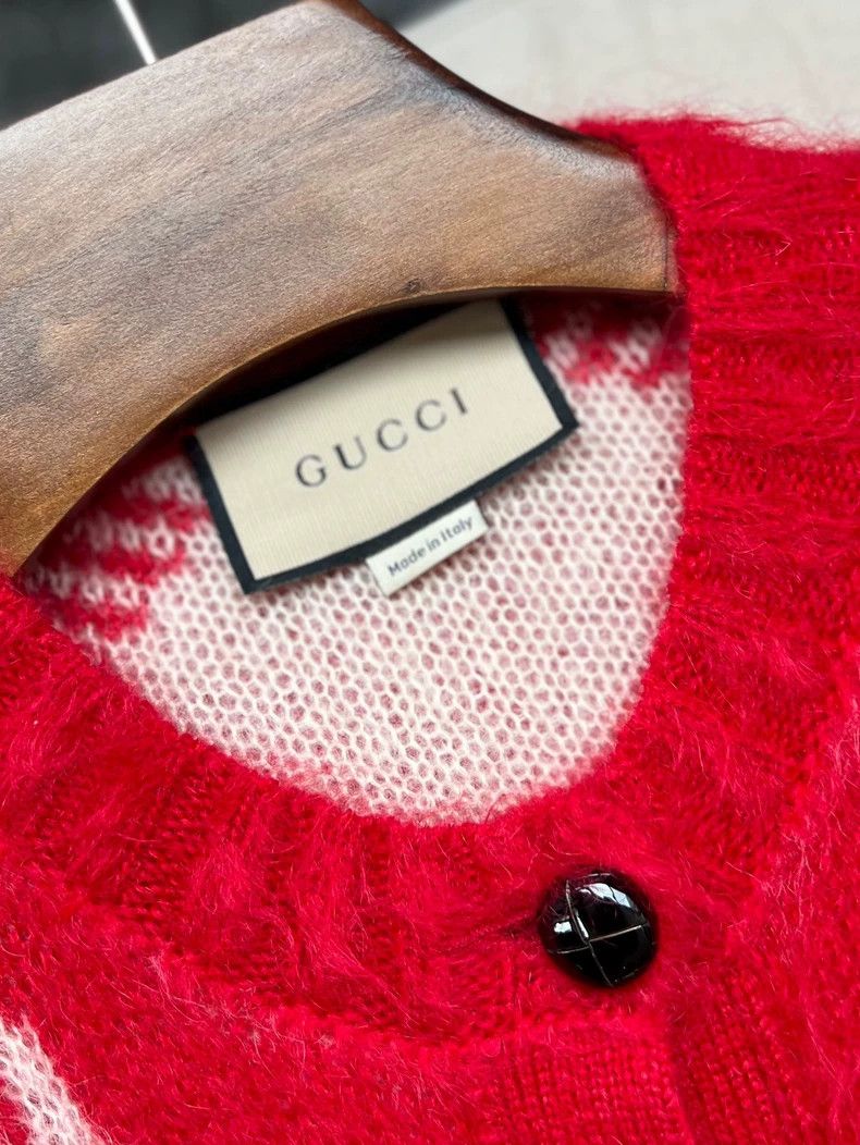 Gucci Gucci Red logo full-printed horsehair knitted long-sleeved Size XS / US 0-2 / IT 36-38 - 3 Thumbnail