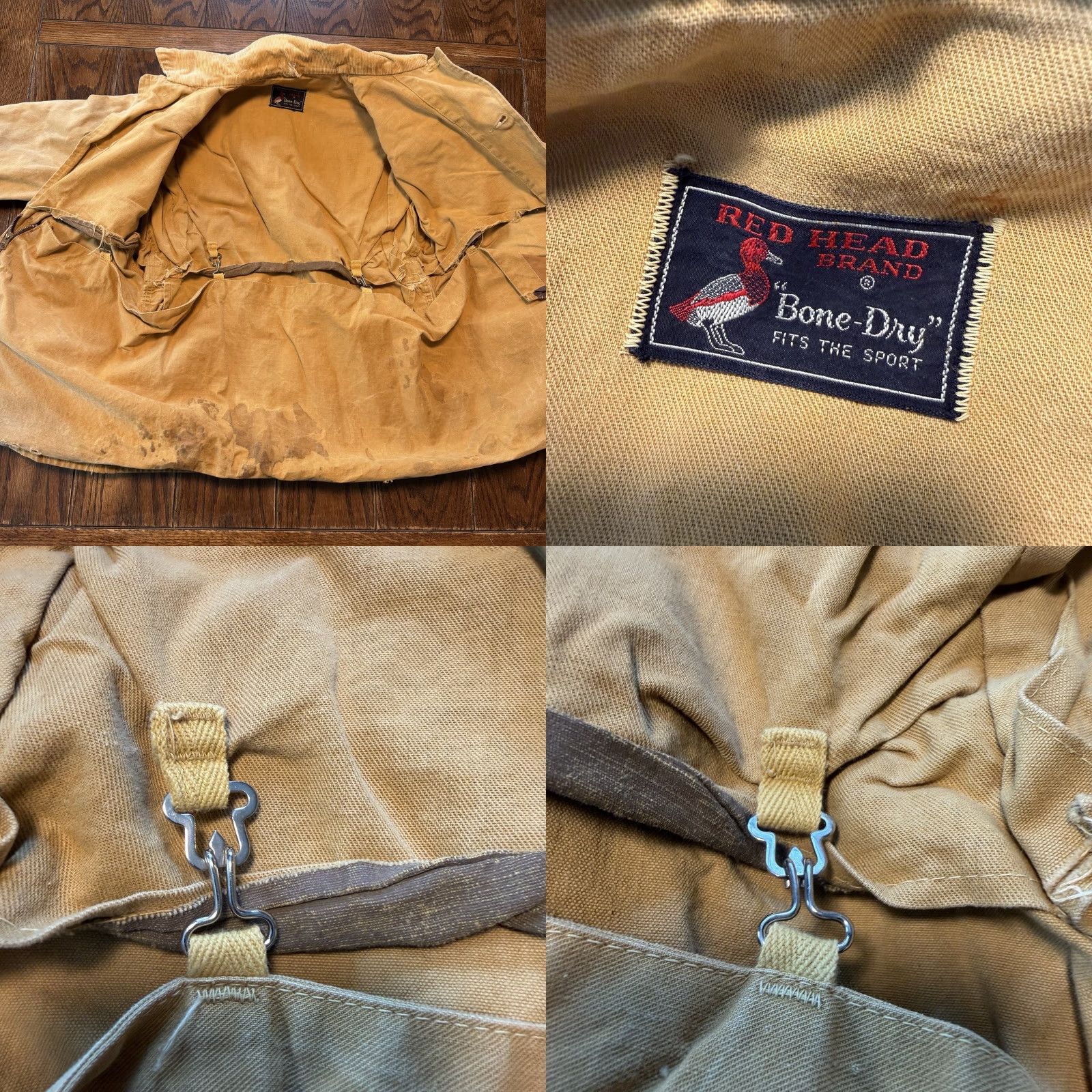 Vintage VINTAGE Red Head Canvas Hunting Jacket Game Pouch BONE DRY Large Coat 1930s 30s Beige Mens Jacket Size US L / EU 52-54 / 3 - 8 Thumbnail