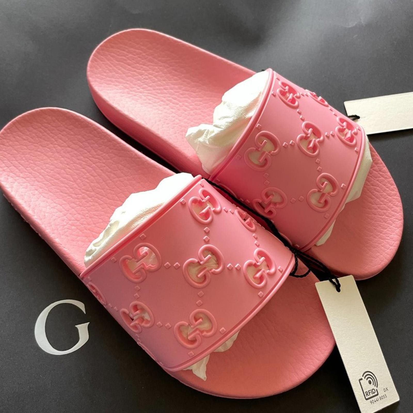 Gucci Gucci GG pattern rubber sandals Pink 573922 size36 US6 Size US 6 / IT 36 - 1 Thumbnail
