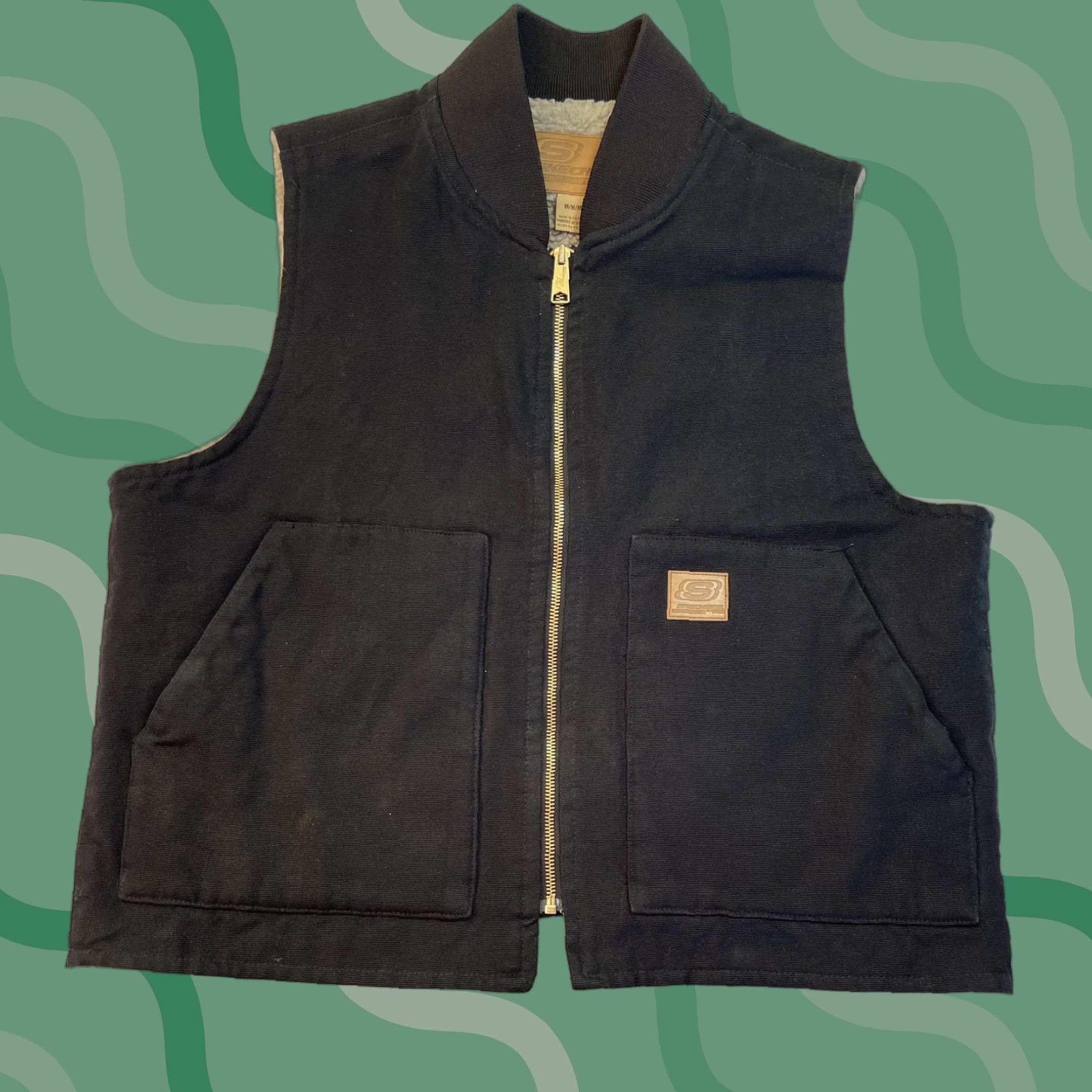 SKECHERS Skechers Mens Vest M Black Sherpa Lined Canvas Full Zip Outdoor Duck Workwear Size US M / EU 48-50 / 2 - 1 Thumbnail