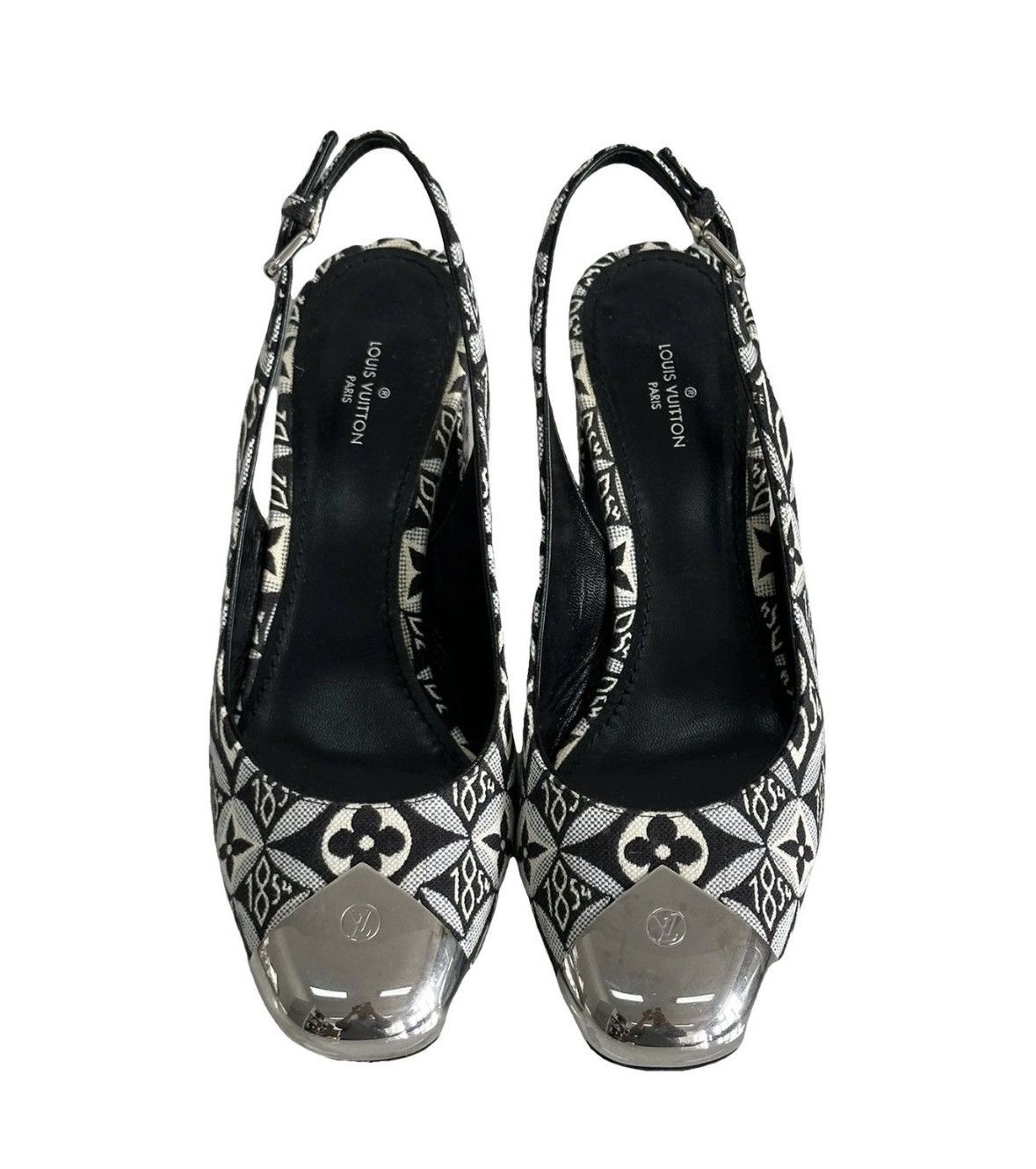 Louis Vuitton Authenticated✅ Louis Vuitton Black White Slingback Heels Size US 6 / IT 36 - 2 Thumbnail