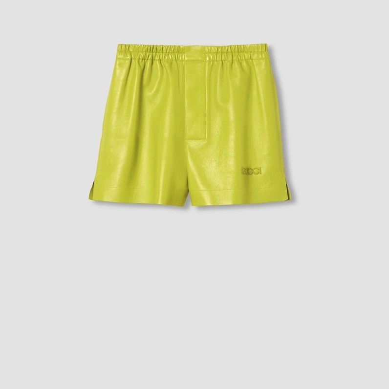 Gucci o1loc1c0226 814783 Embossed Leather And Knit Shorts Yellow Size US 38 / EU 54 - 1 Thumbnail