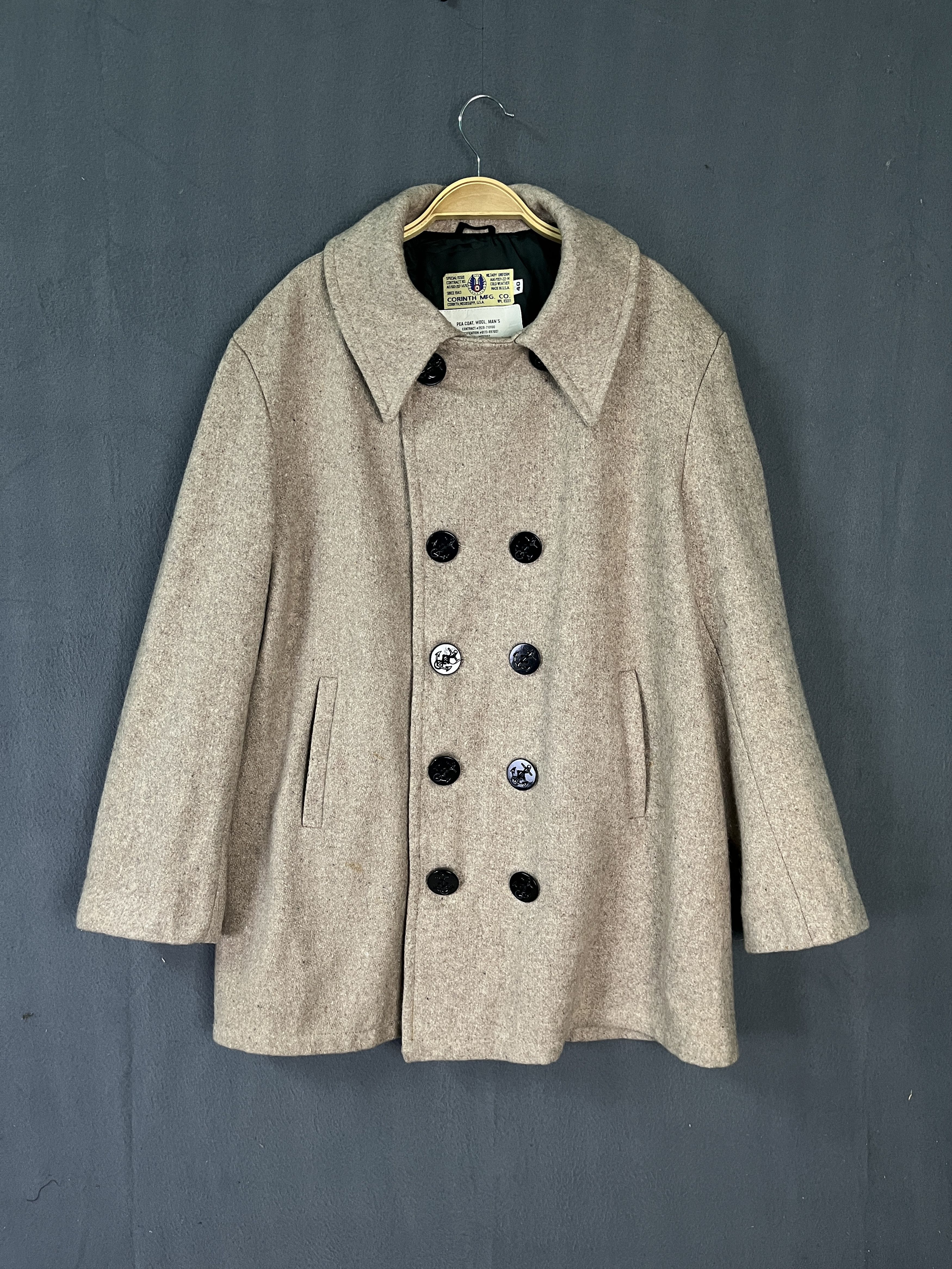 Vintage Corinth Mfg Pea Coat Made in USA Military Uniform Size US M / EU 48-50 / 2 - 2 Thumbnail