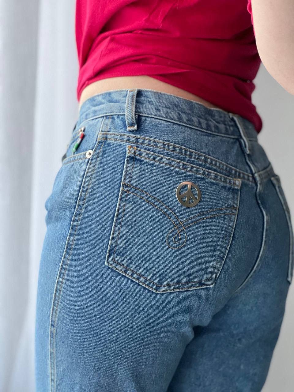 Moschino 🇮🇹90’s Vintage Moschino Metal Peace Relaxed Mom Jeans Size 29 Size 29" - 1 Thumbnail