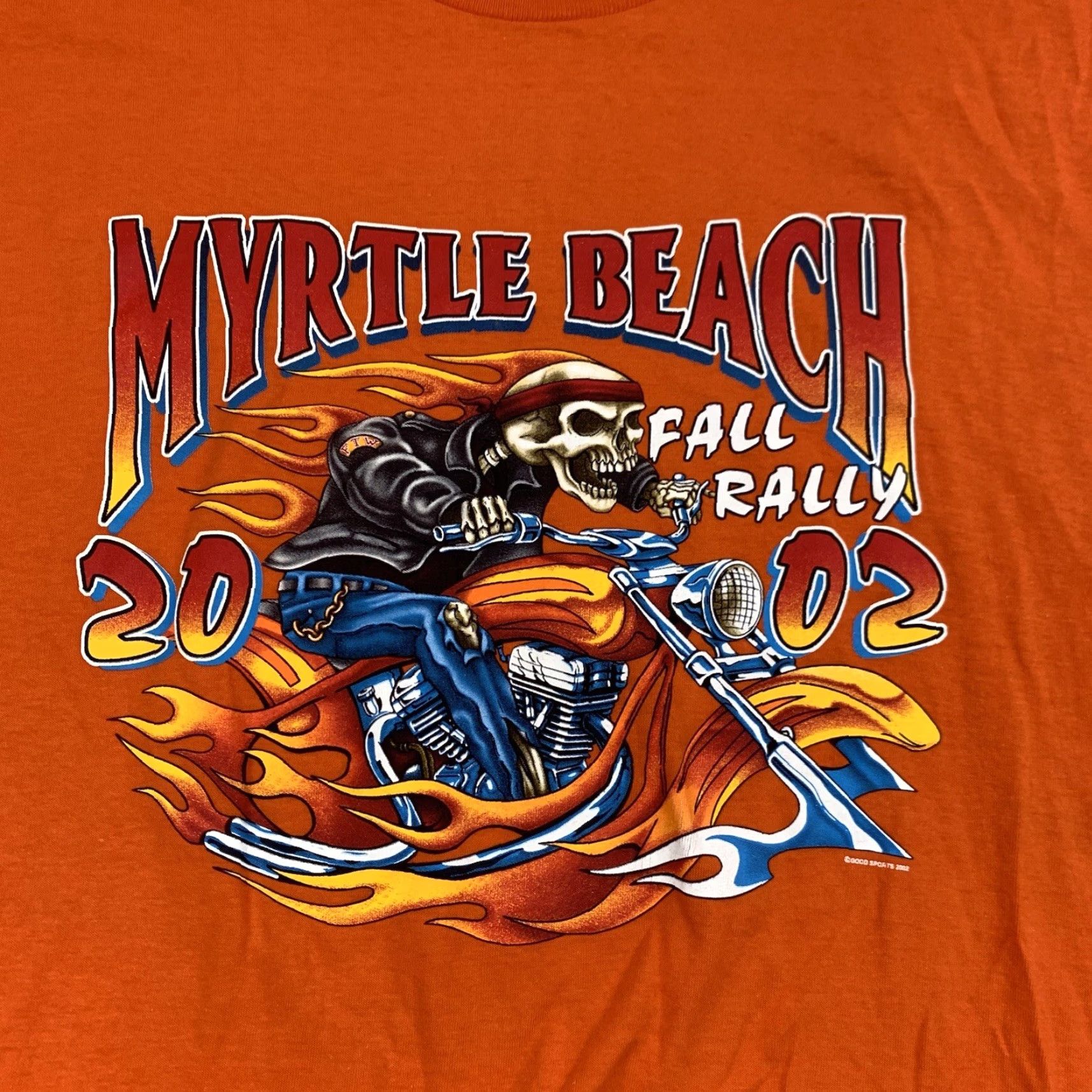 Delta VINTAGE Myrtle Beach Fall Rally 2002 Biker Shirt Adult 2XL Orange Y2K Motorcycle Shirt Mens 2XL Size US XXL / EU 58 / 5 - 2 Thumbnail