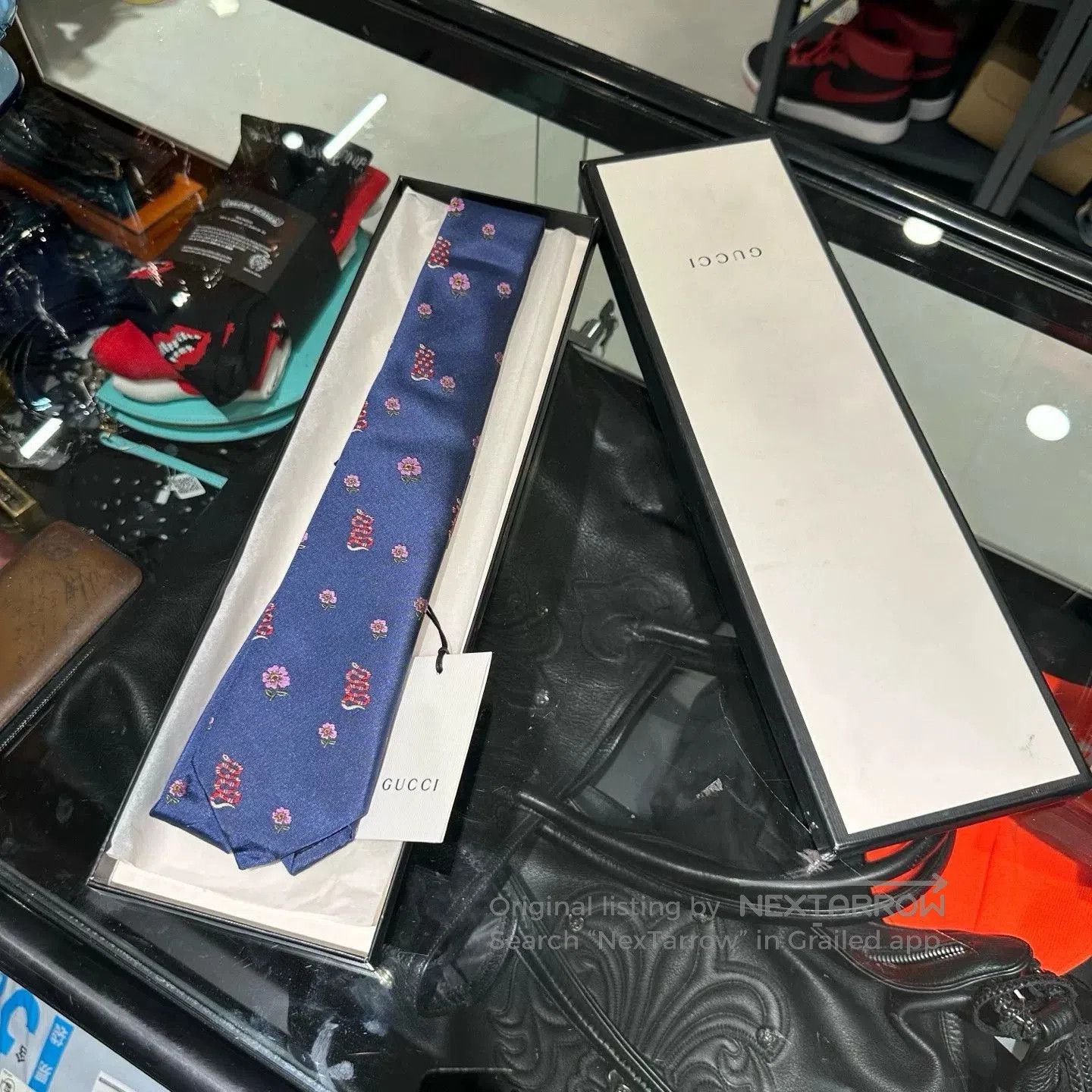 Gucci Gucci Snake Year Small Flower Blue Tie. Size ONE SIZE - 1 Thumbnail