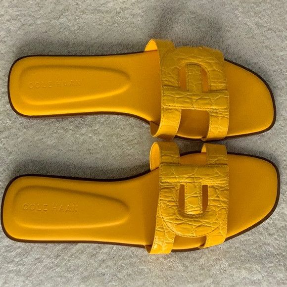 Cole Haan NIB Cole Haan Slide Sandal in Saffron Leather (sz 9B) Size US 9 / IT 39 - 6 Thumbnail