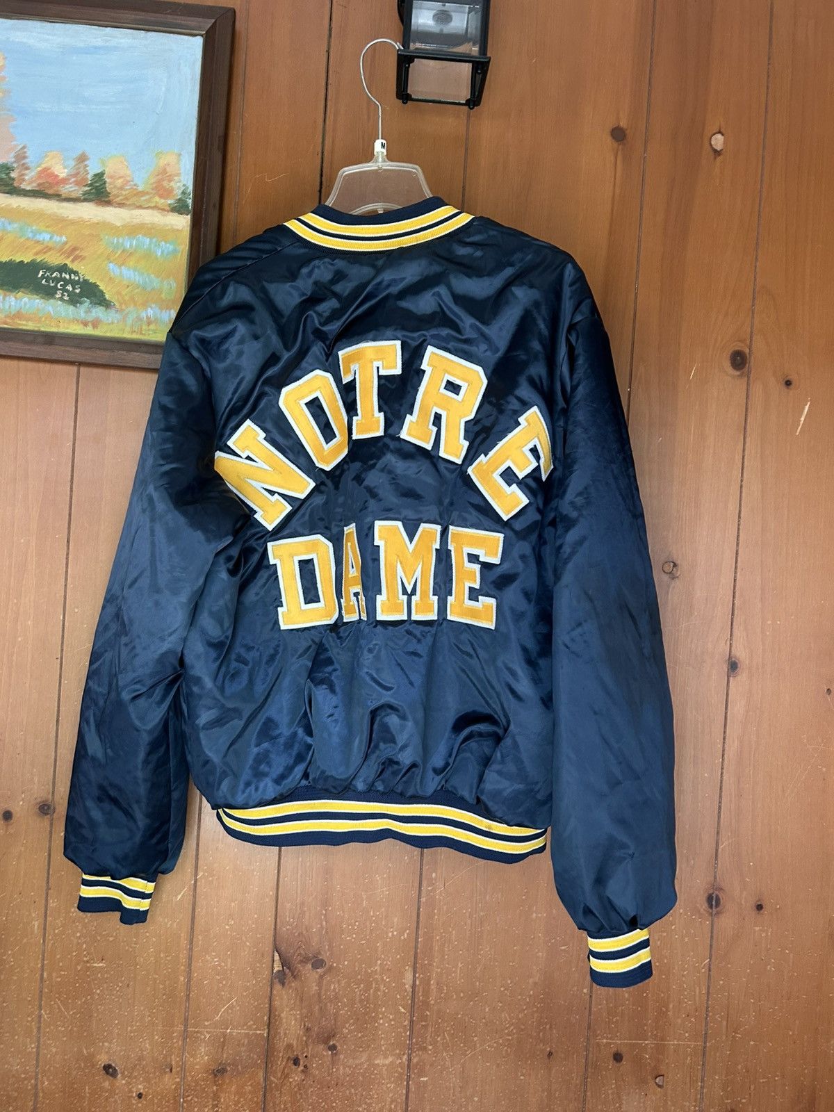 Other Vintage Notre Dame Locker Spell Out Satin Bomber Jacket - XL Size US XL / EU 56 / 4 - 10 Thumbnail