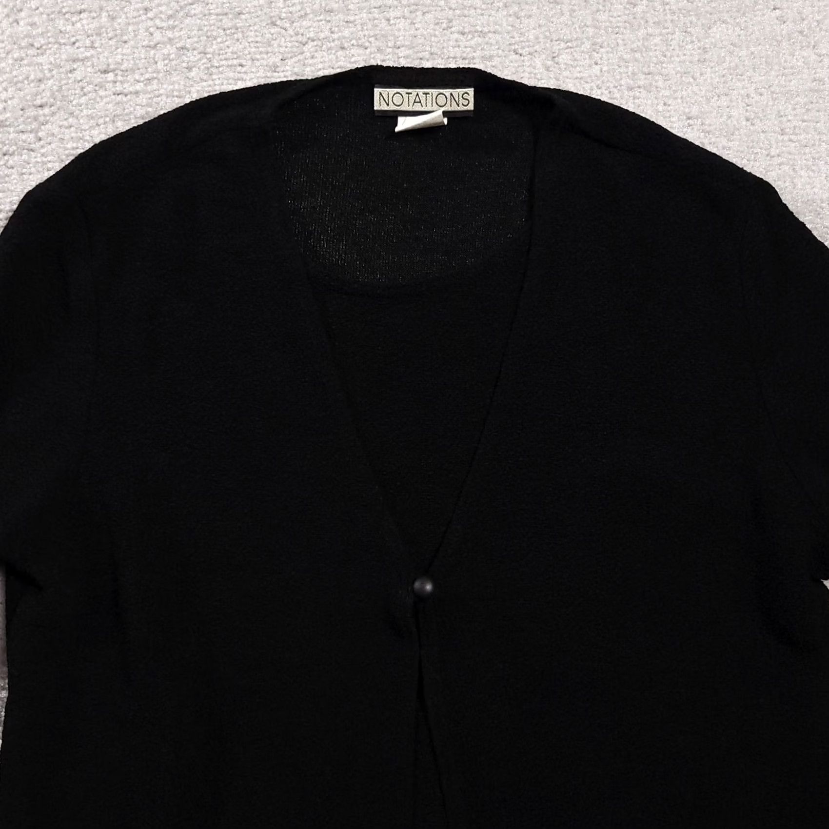 Vintage VINTAGE Notations Shirt Womens Medium Black Long Sleeve Cardigan Blouse Business USA 90s Size M / US 6-8 / IT 42-44 - 3 Thumbnail