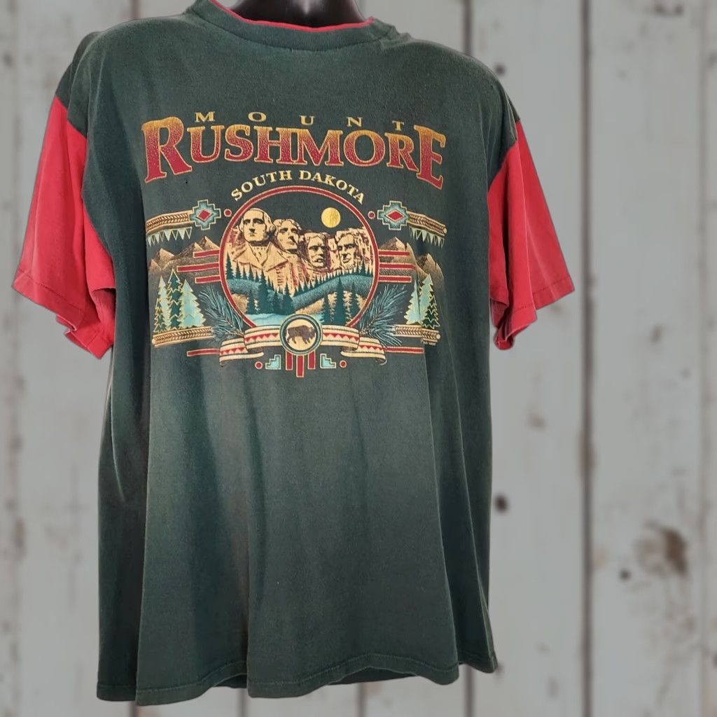 Vintage VINTAGE Mount Rushmore SD South Dakota Shirt XL Green Blue 90s 1990s VTG Logo Miller Total Tee Mens XLarge Shirt Men - 90s VTG Mt Rushmore Graphic? Size US XL / EU 56 / 4 - 1 Thumbnail