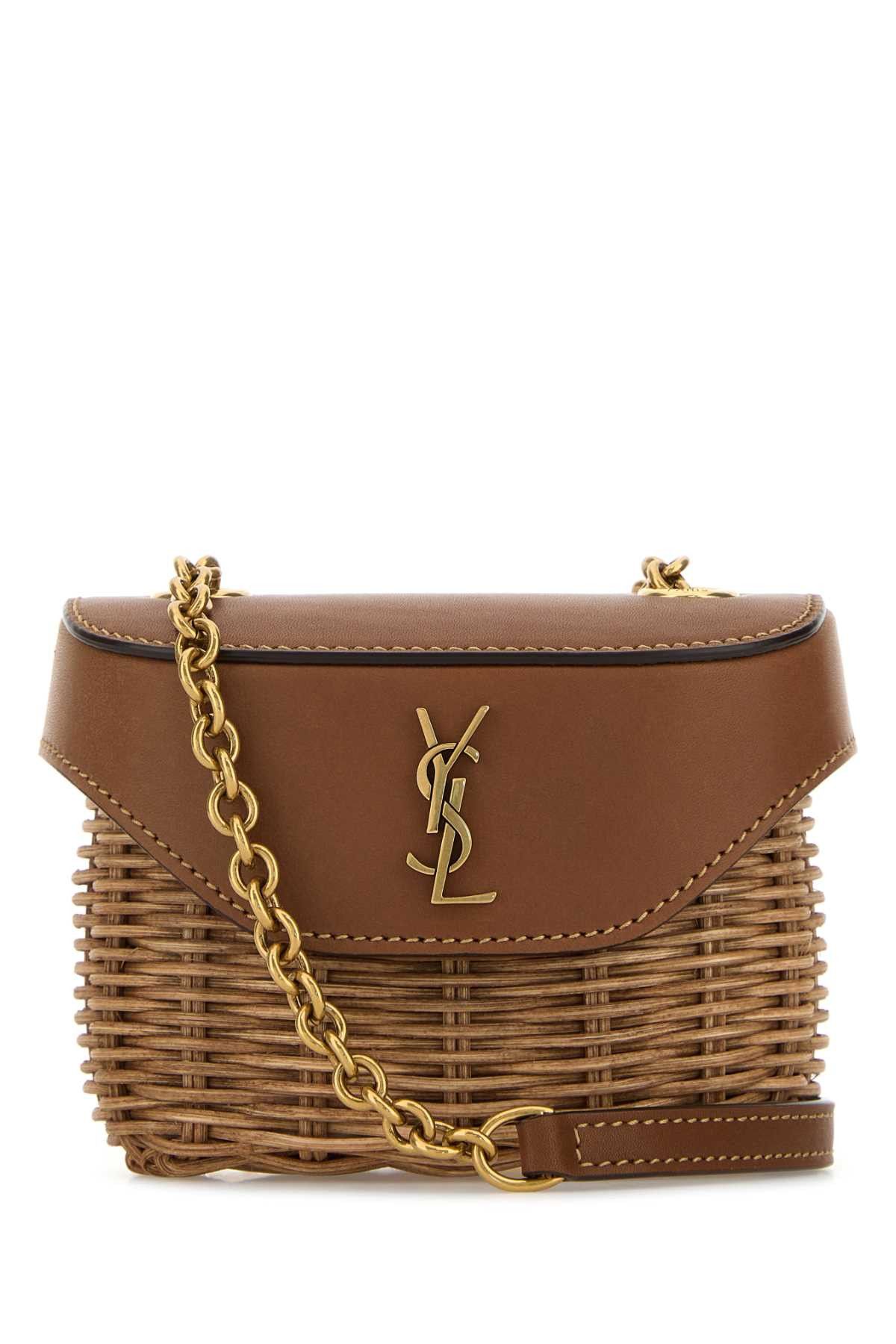 Saint Laurent Paris Two-Tone Wicker And Leather Mini Box June Crossbod Size ONE SIZE - 1 Thumbnail