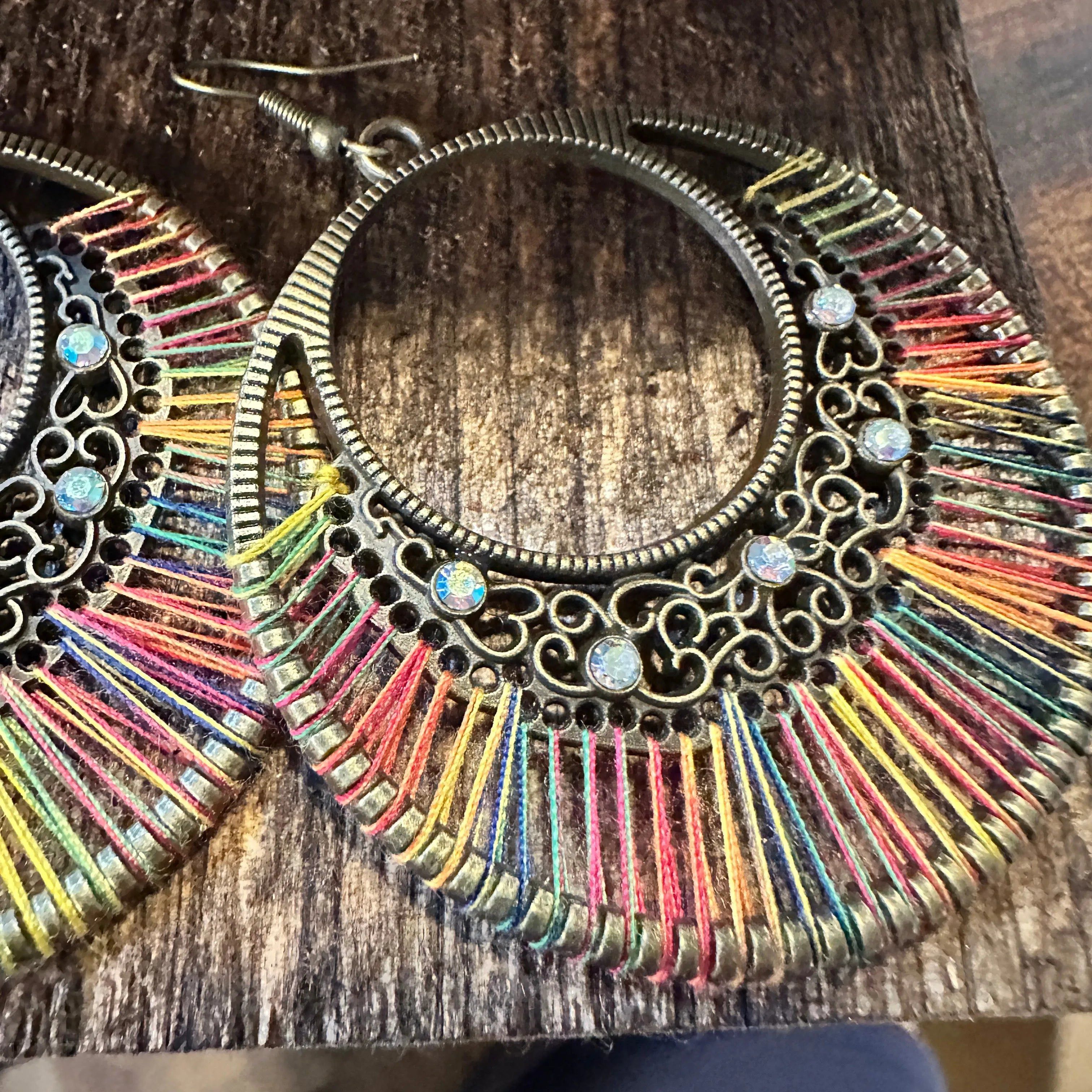 Other Boho Hippie Cowgirl Threaded Loop Wire Drop Earrings, Multic Size ONE SIZE - 7 Thumbnail