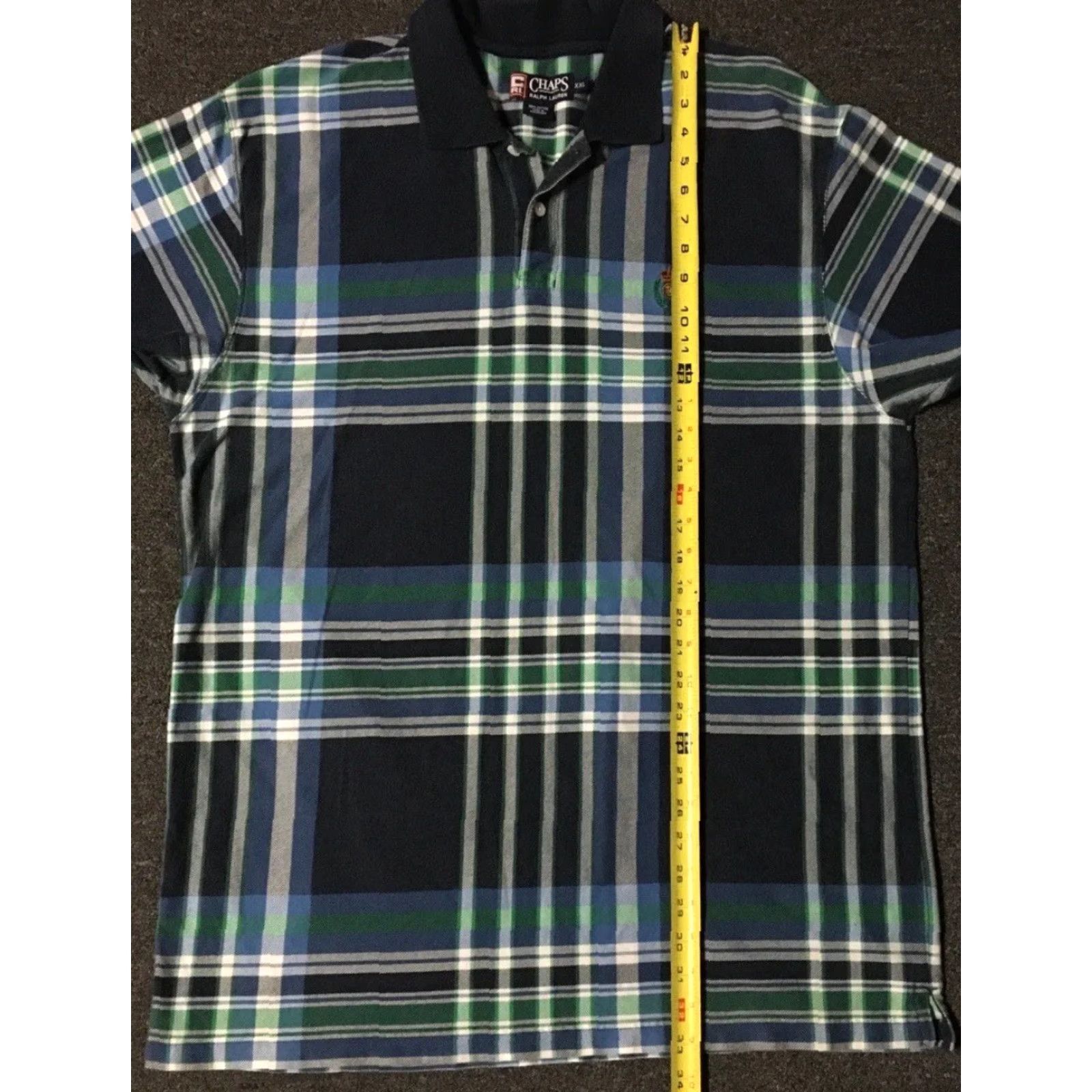 Polo Ralph Lauren VINTAGE Polo Ralph Lauren Plaid Shirt XX L Beach Nautical Golf Sailing Surf 90s Blue Green Mens Short Sleeve Polo Shirt Size US XXL / EU 58 / 5 - 6 Thumbnail