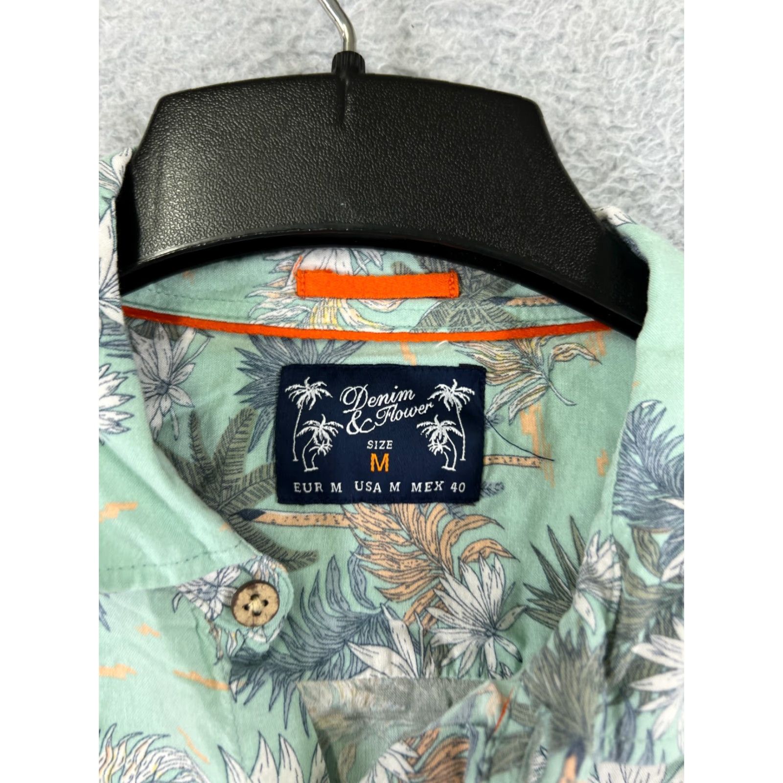 Vintage VINTAGE Denim & Flower Shirt Mens Medium Teal Palm Tree All Over Print Viscose Hawaiian Size US M / EU 48-50 / 2 - 3 Thumbnail