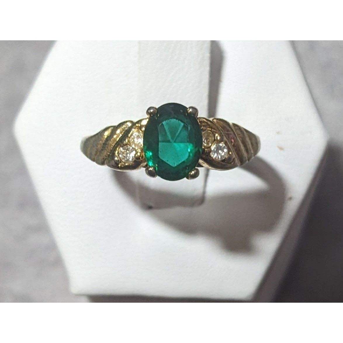 Other Elegant Mid Century Jewelry Concepts Gold Tone Ring With Gre Size ONE SIZE - 10 Thumbnail