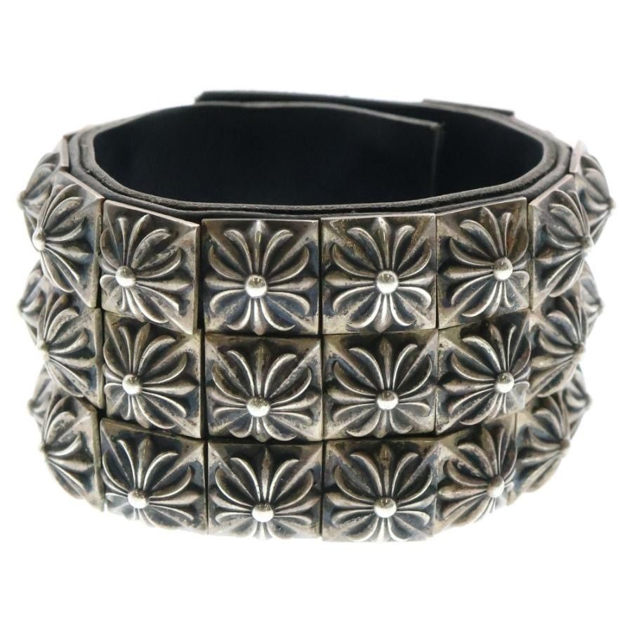 Chrome Hearts Chrome Hearts Pyramid Cross Studs Triple Leather Bracelet Size ONE SIZE - 1 Thumbnail