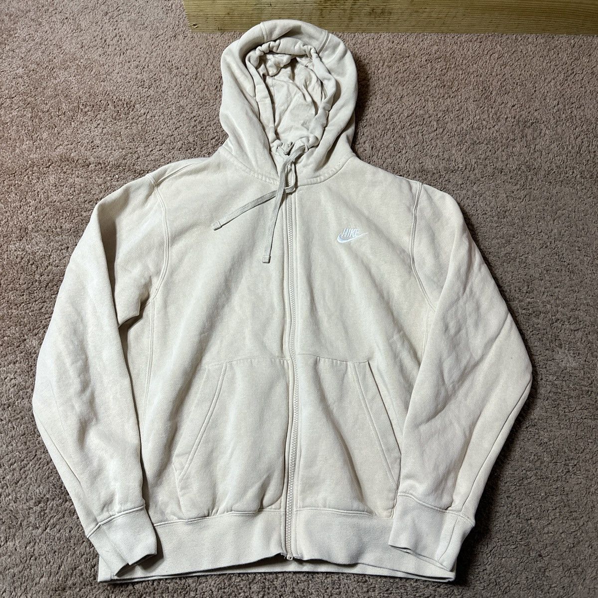 Nike × Vintage Vintage Nike hoodie men’s medium cream logo Size US M / EU 48-50 / 2 - 1 Thumbnail