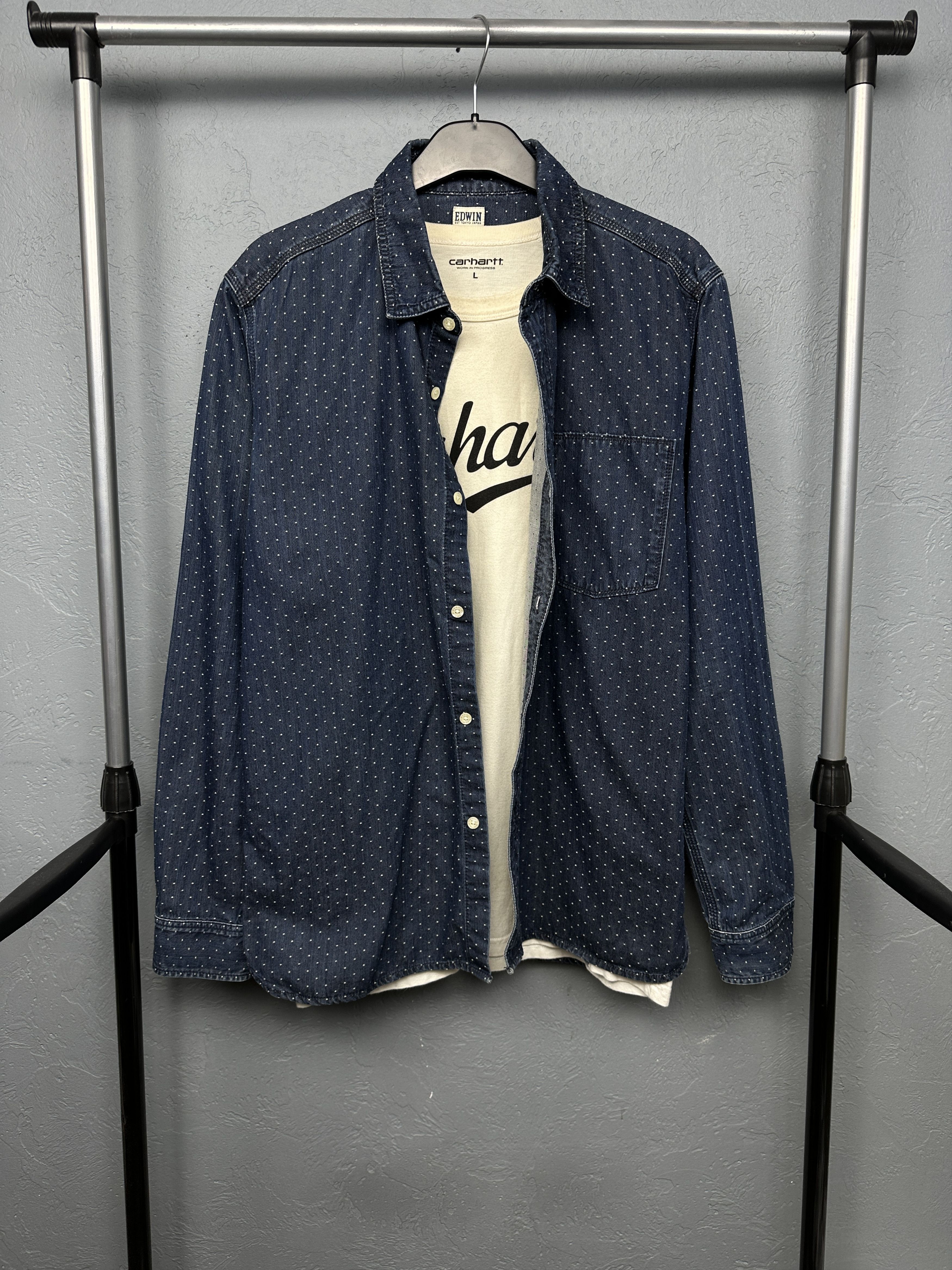Edwin Edwin Mens Japanese Denim Work Shirt Size US L / EU 52-54 / 3 - 1 Thumbnail