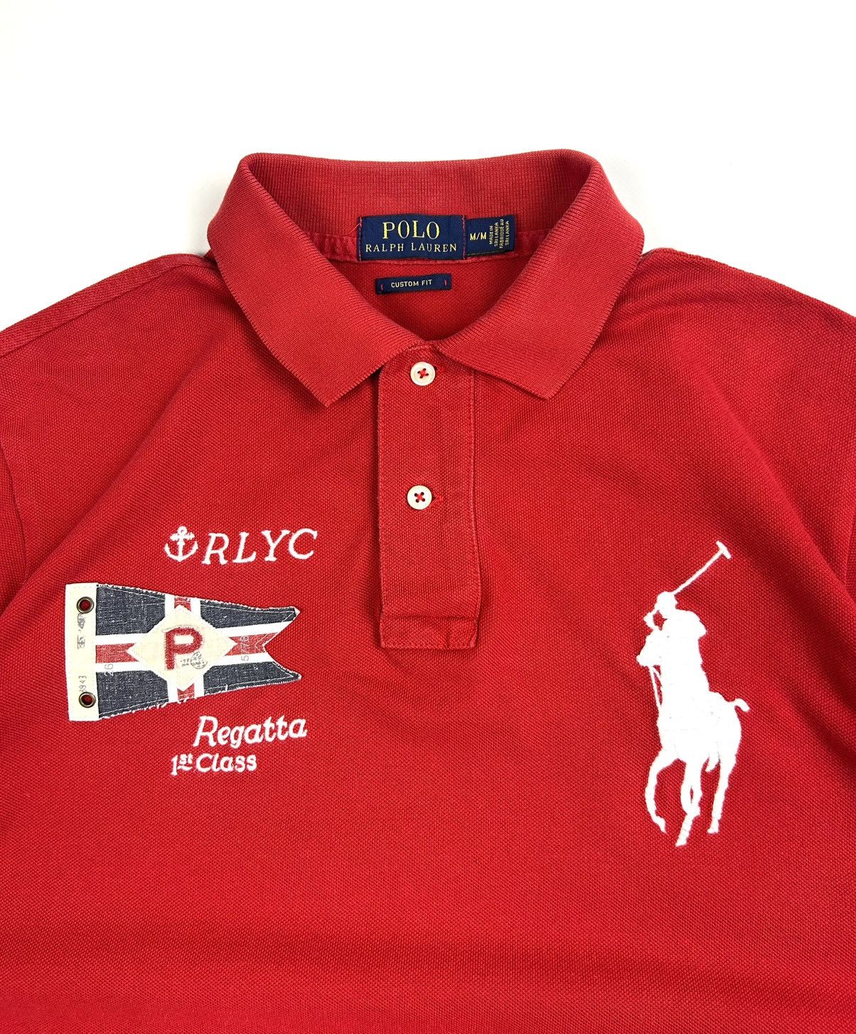 Polo Ralph Lauren × Vintage Vintage Polo Ralph Lauren Big Rider Red Rugby T-shirt y2k Size US M / EU 48-50 / 2 - 4 Thumbnail