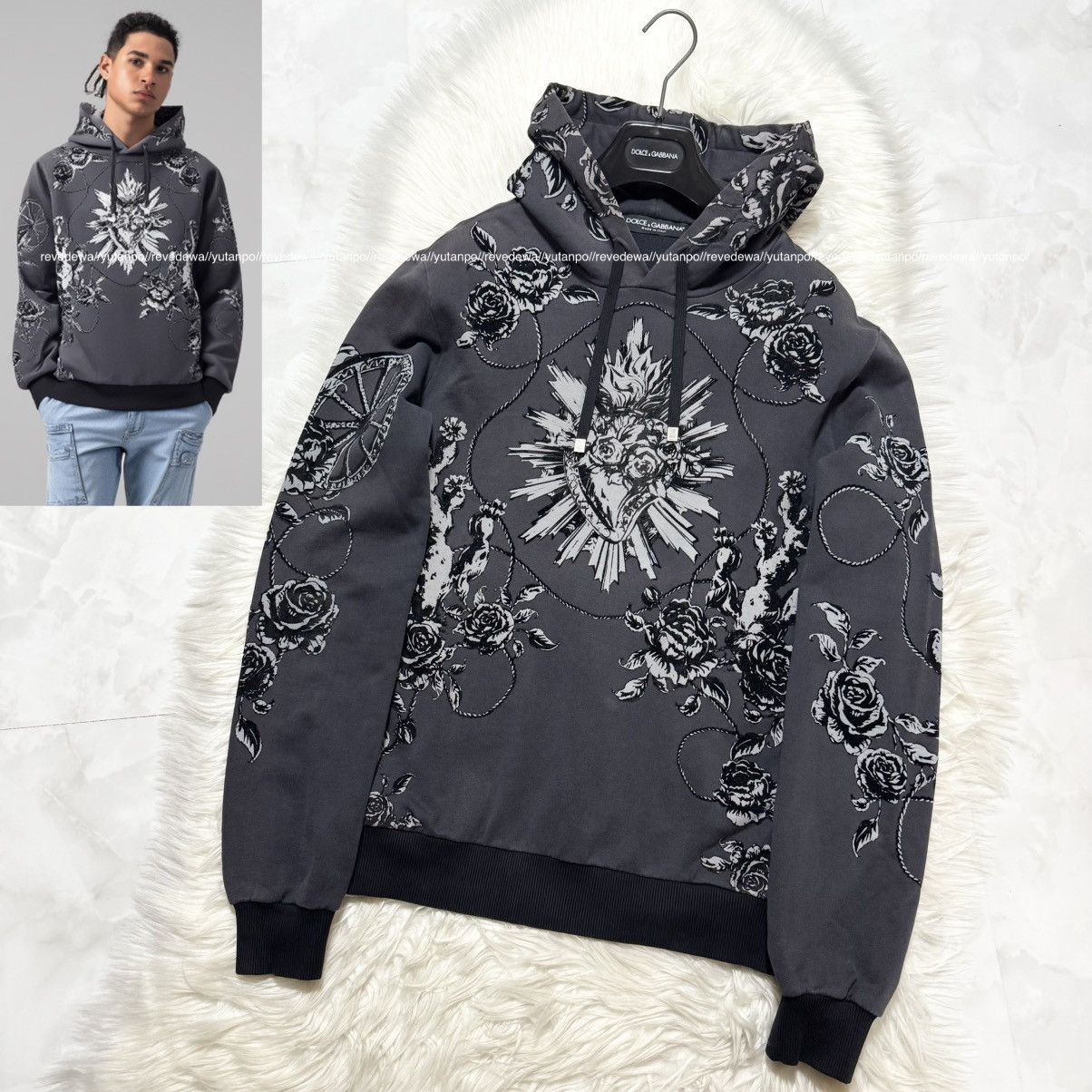 Dolce & Gabbana Dolce & Gabbana Heart and Rose Design Hoodie Pullover Size US S / EU 44-46 / 1 - 1 Thumbnail